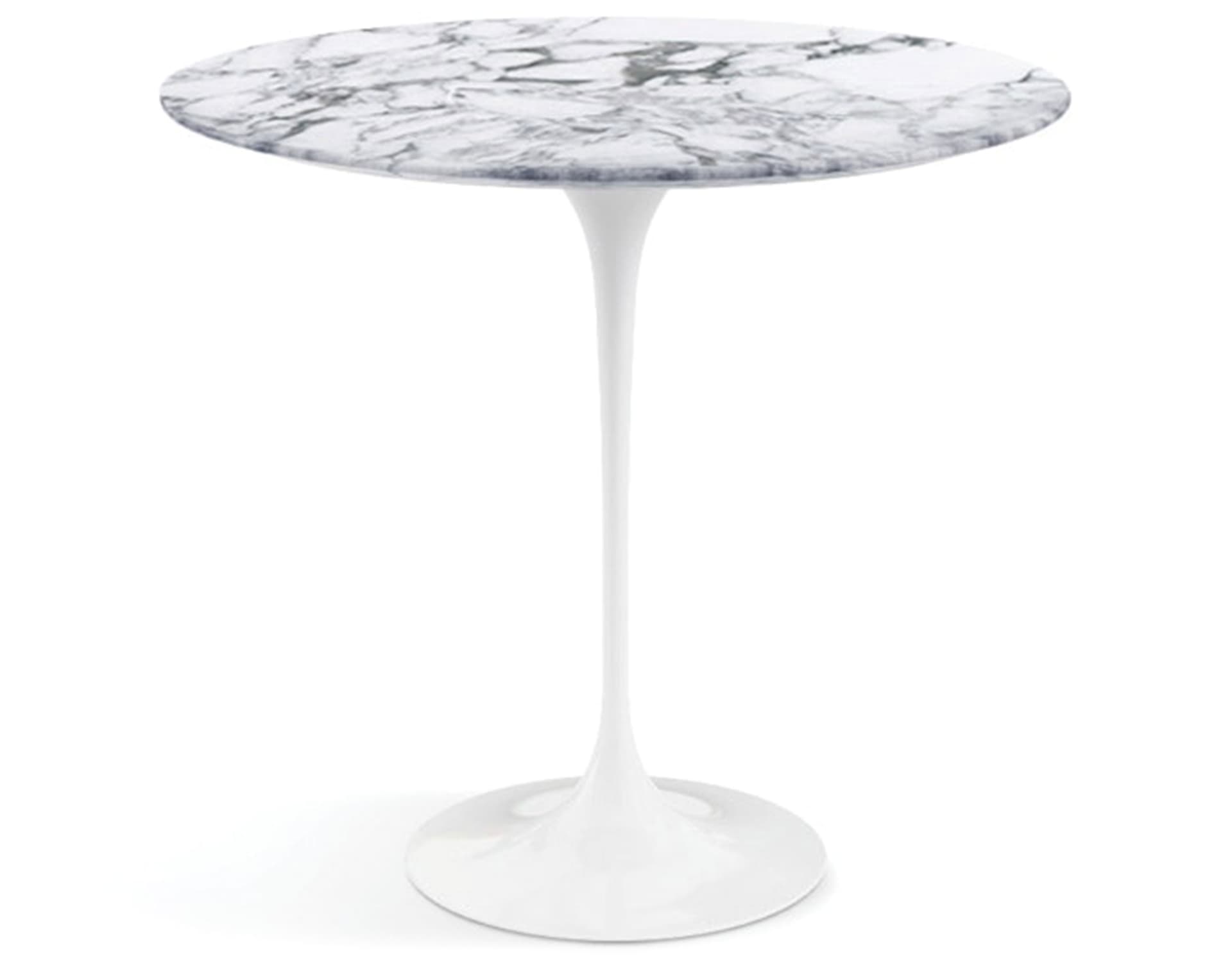 saarinen side table - 22" oval / satin marble - arabescato / high gloss - white