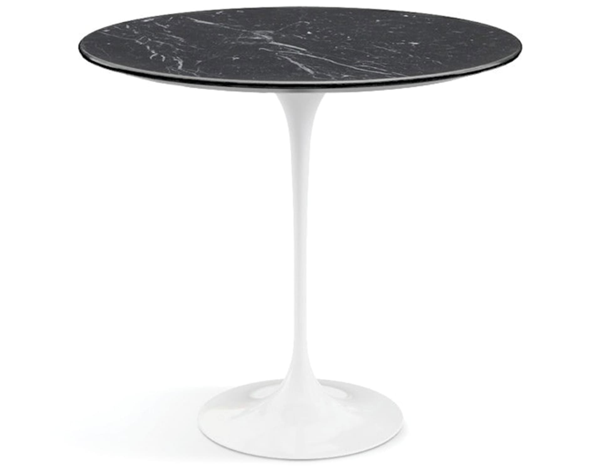 saarinen side table - 22" oval / satin marble - nero marquina / high gloss - white