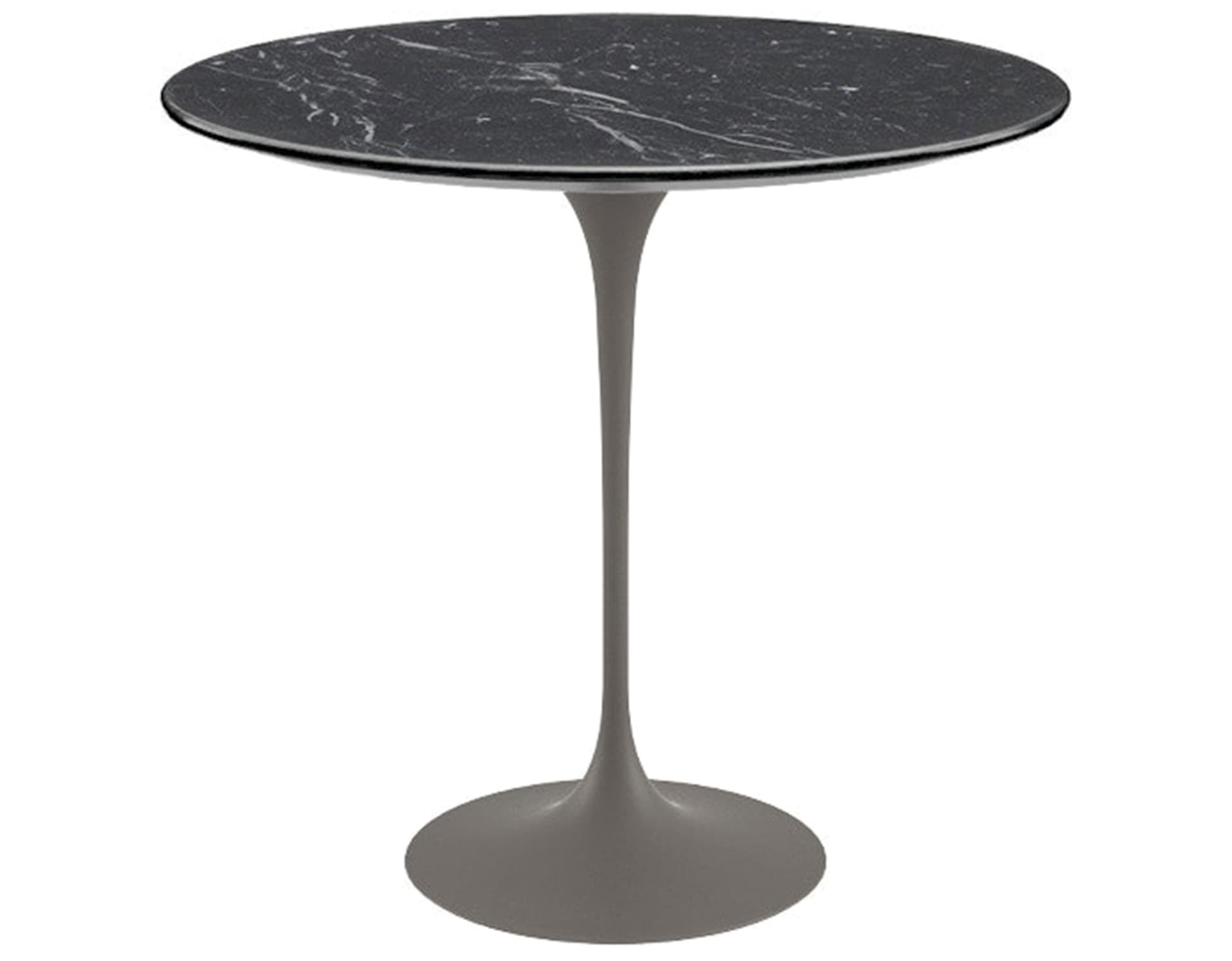 saarinen side table - 22" oval / polished marble - nero marquina / satin - grey