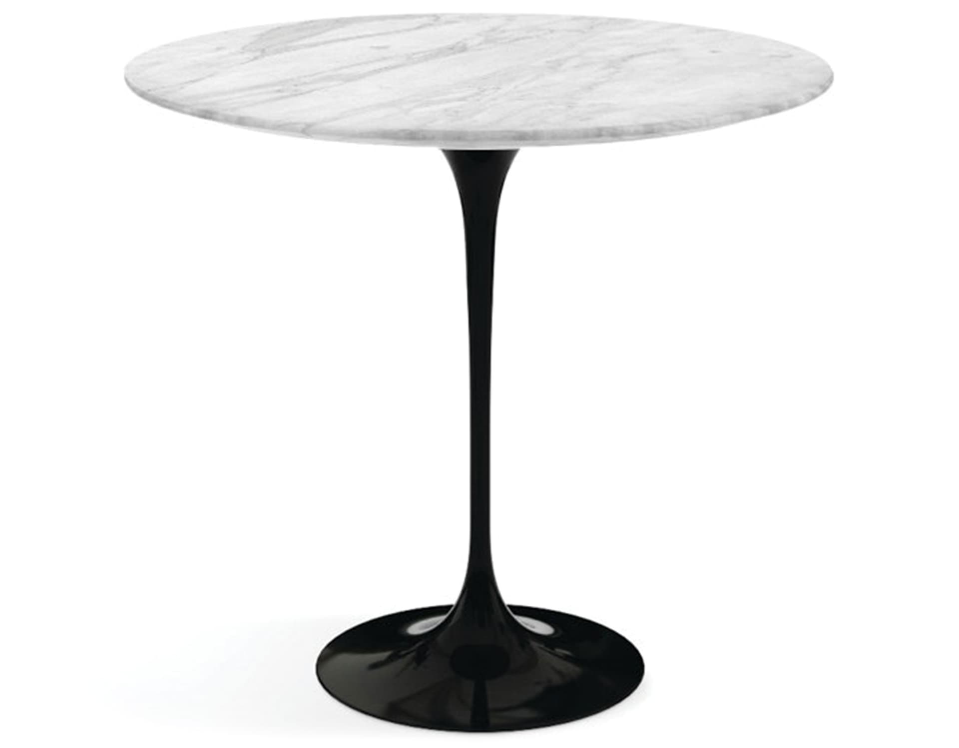 saarinen side table - 22" oval / satin marble - carrara / high gloss - black