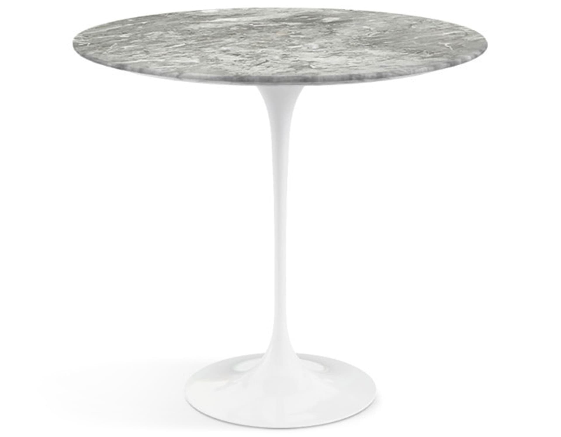 saarinen side table - 22" oval / satin marble - grey / high gloss - white