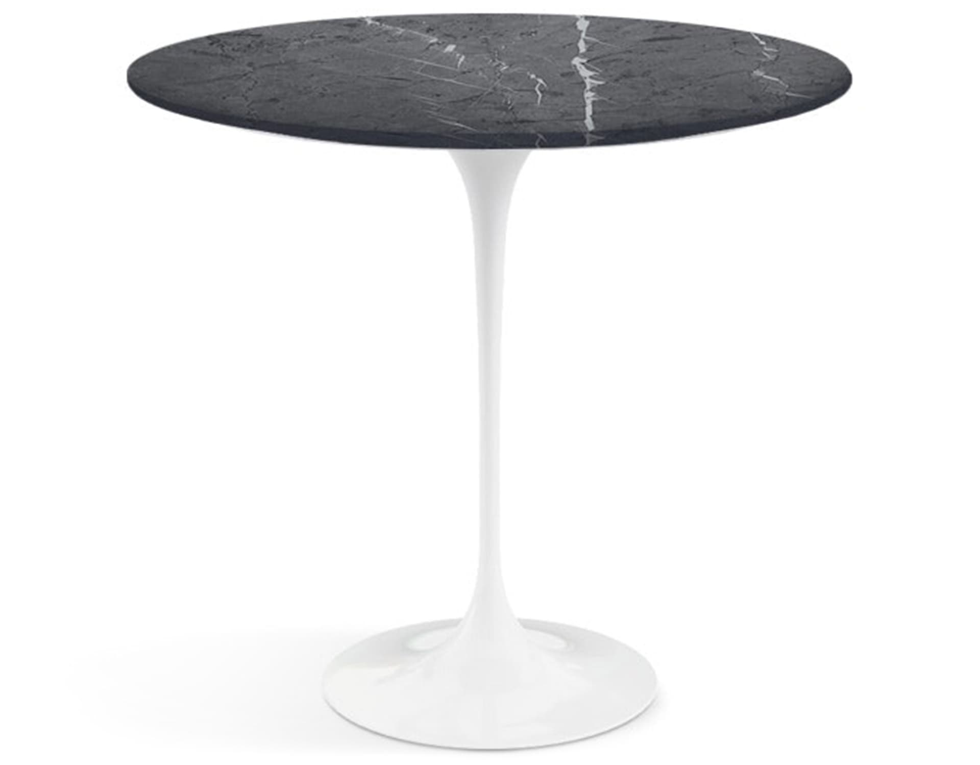 saarinen side table - 22" oval / satin marble - grigio marquina / high gloss - white