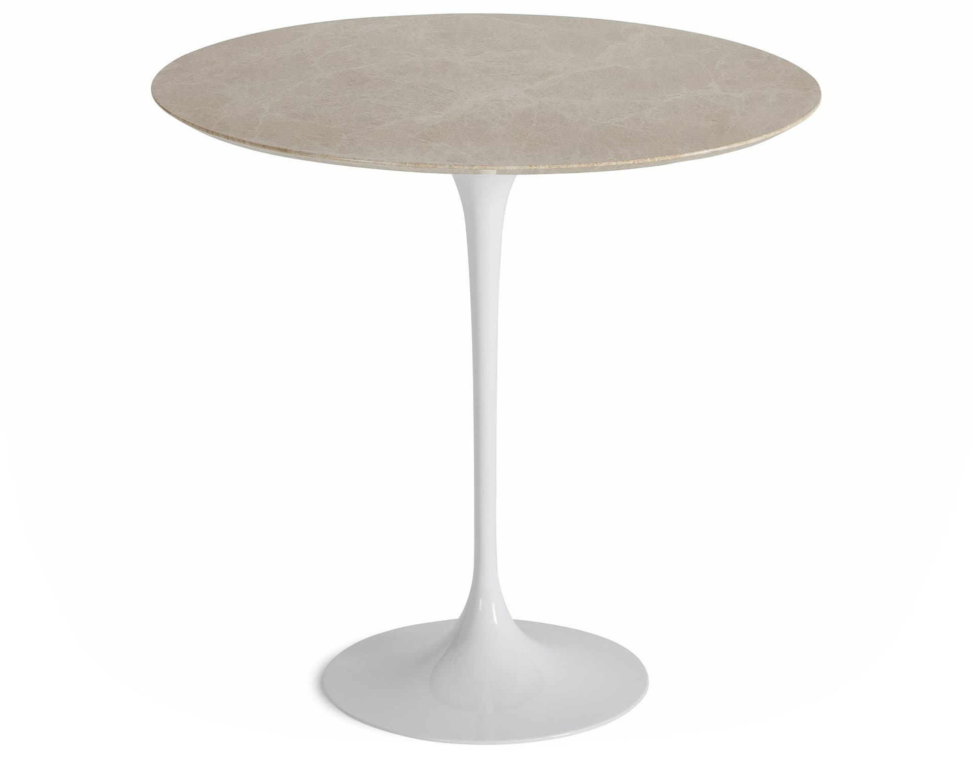saarinen side table - 22" oval / satin marble - emperador light / high gloss - white