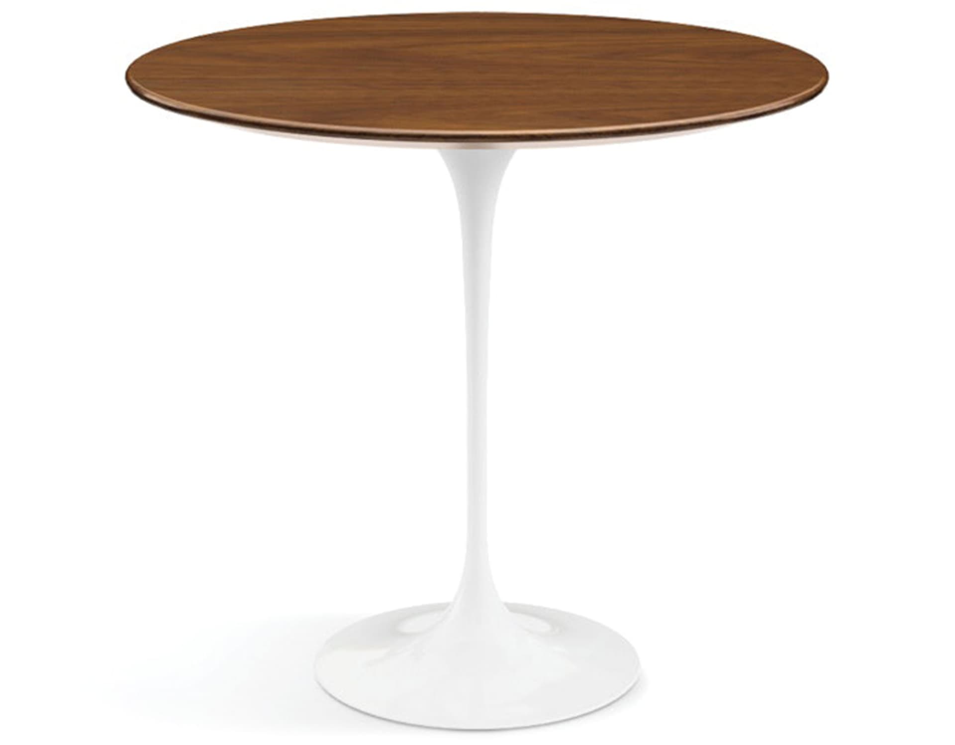 saarinen side table - 22" oval / veneer - light walnut / high gloss - white