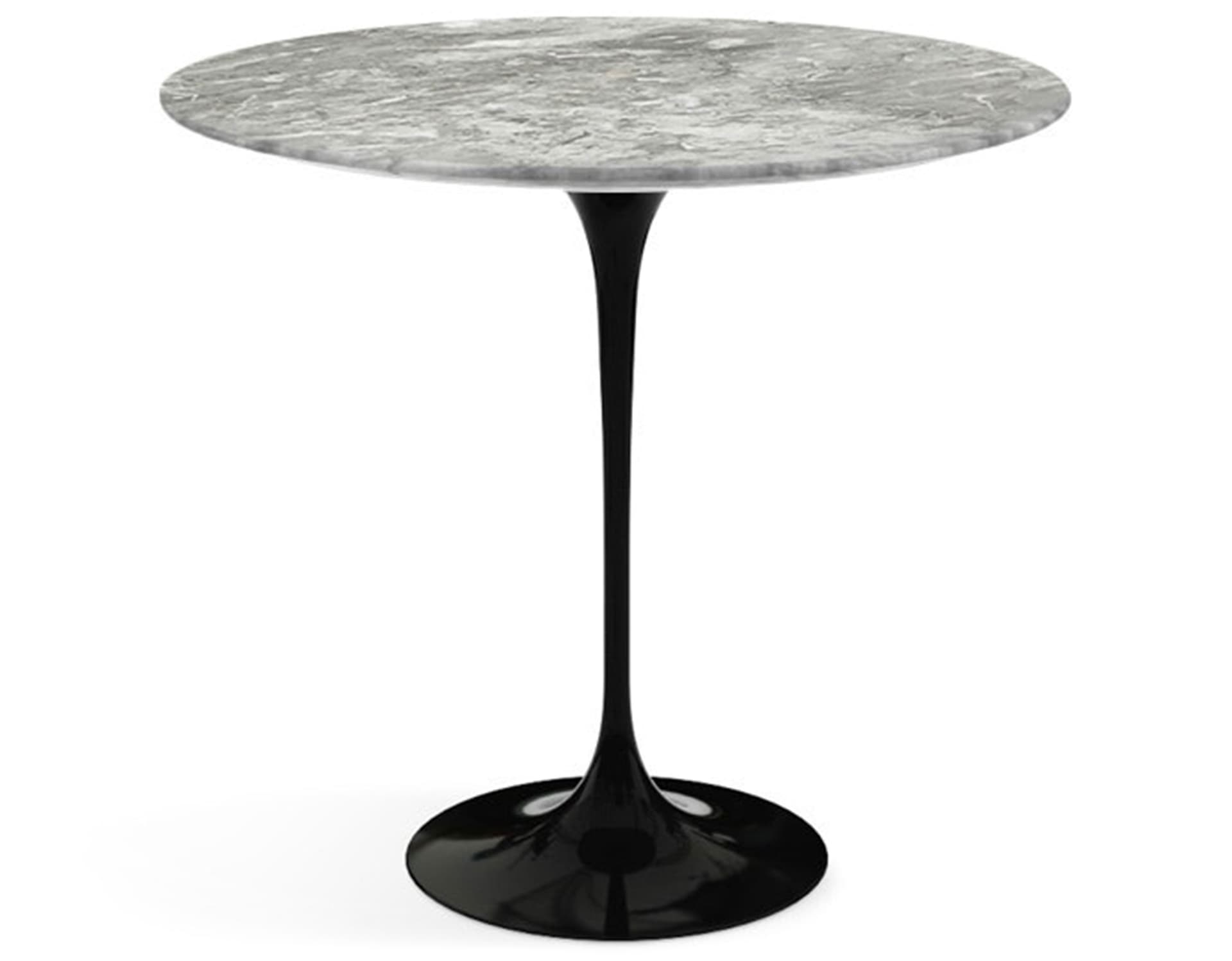 saarinen side table - 22" oval / polished marble - grey / high gloss - black