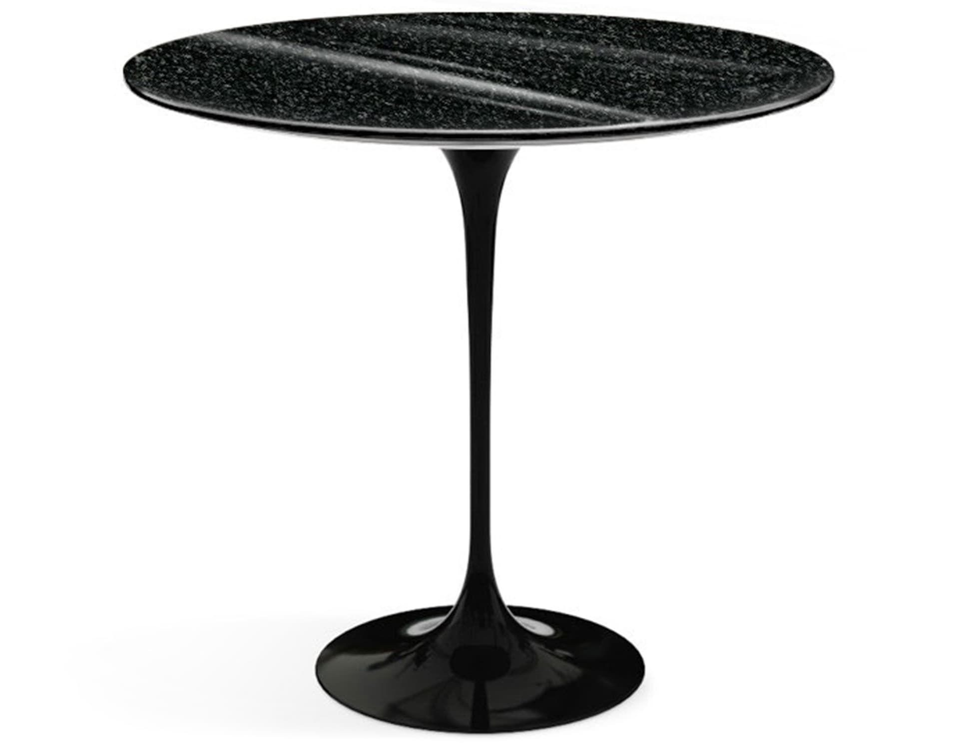 saarinen side table - 22" oval / granite - black andes / high gloss - black