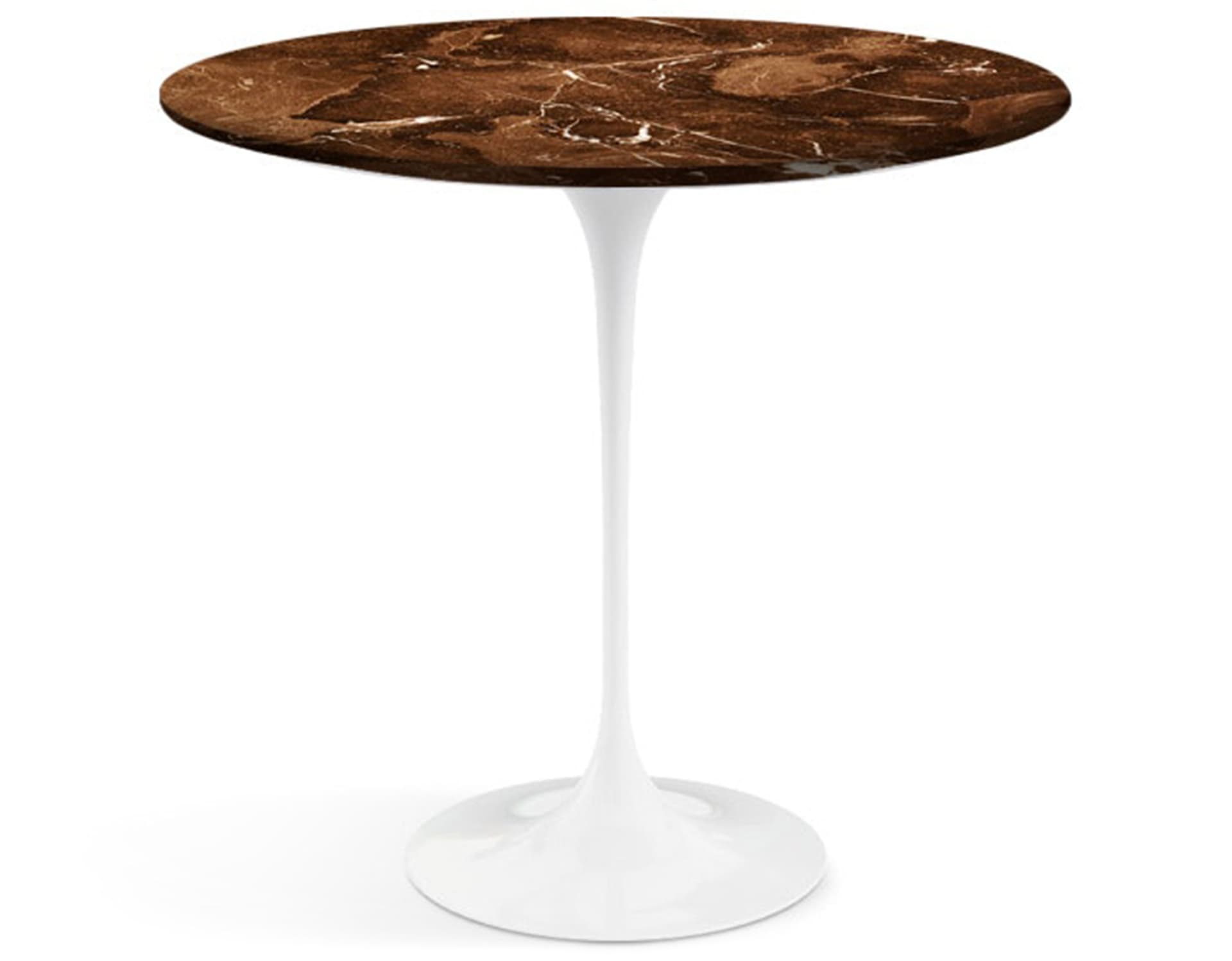 saarinen side table - 22" oval / satin marble - espresso / high gloss - white