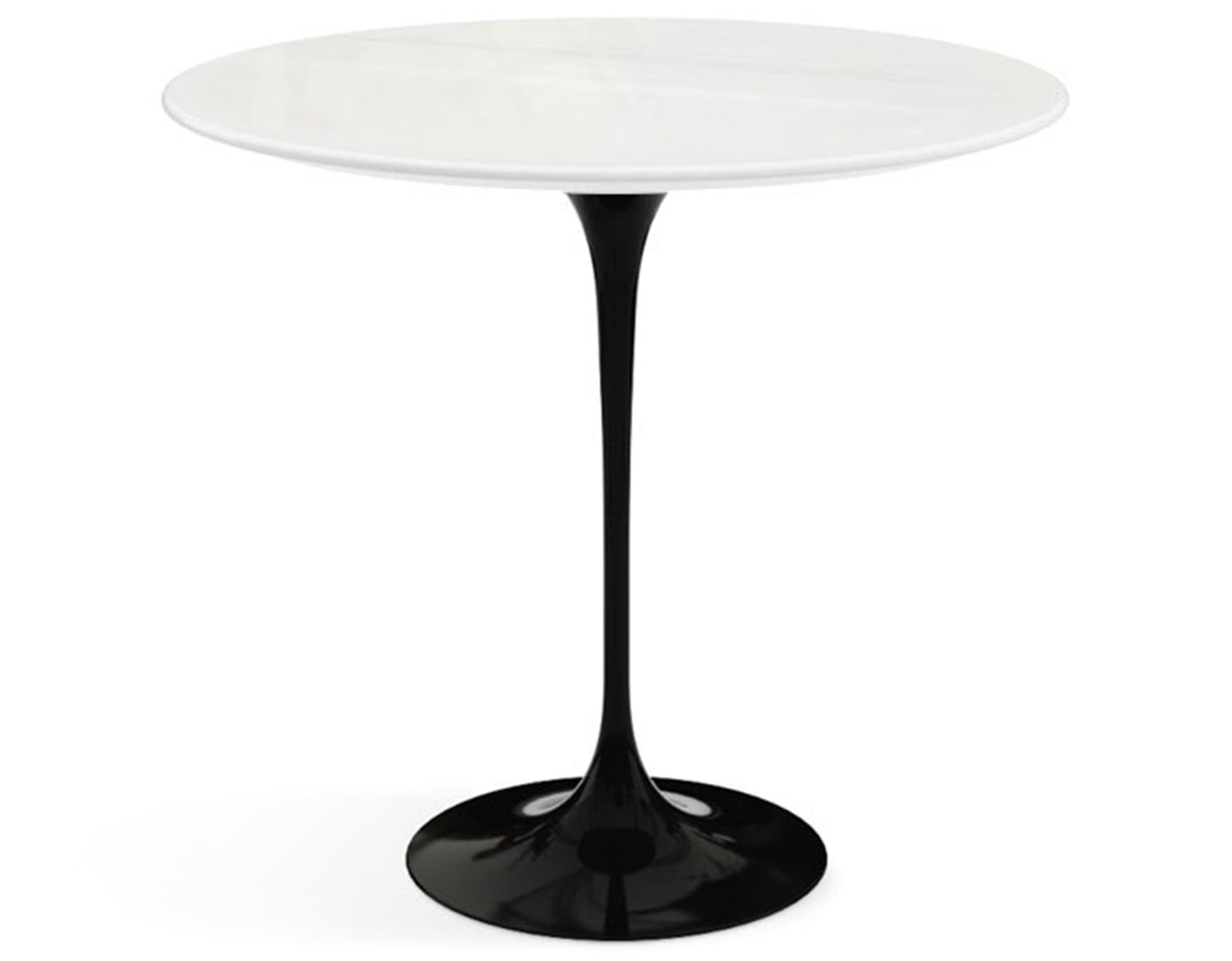 saarinen side table - 22" oval / engineered stone - vetro bianco / high gloss - black