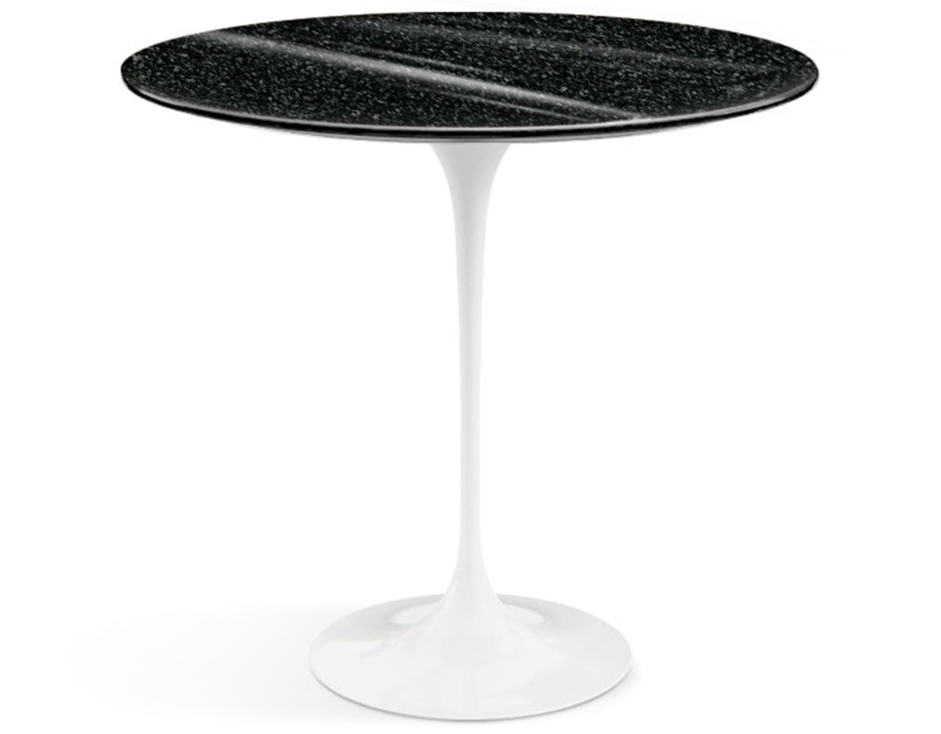 saarinen side table - 22" oval / granite - black andes / high gloss - white