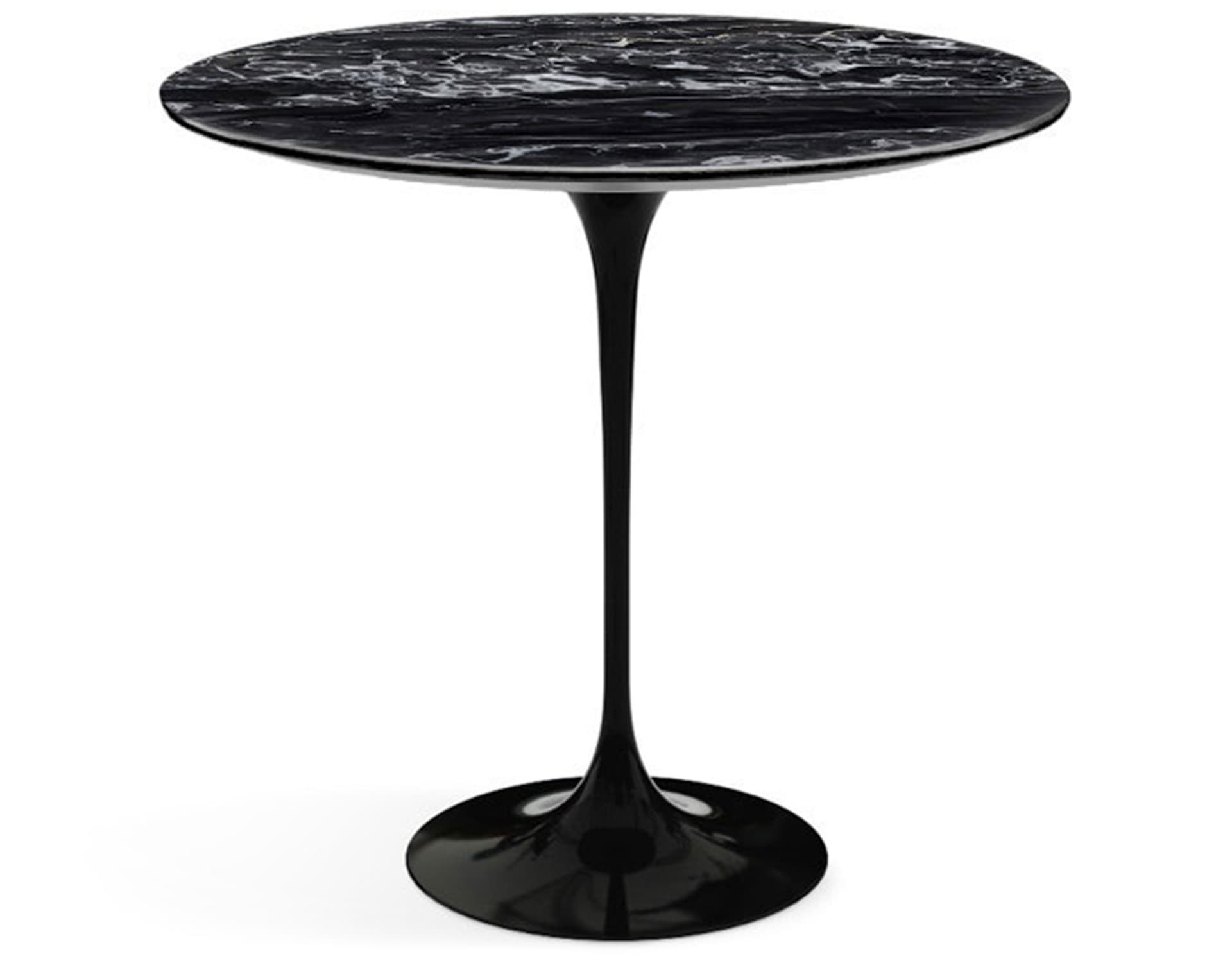 saarinen side table - 22" oval / satin marble - portoro / high gloss - black