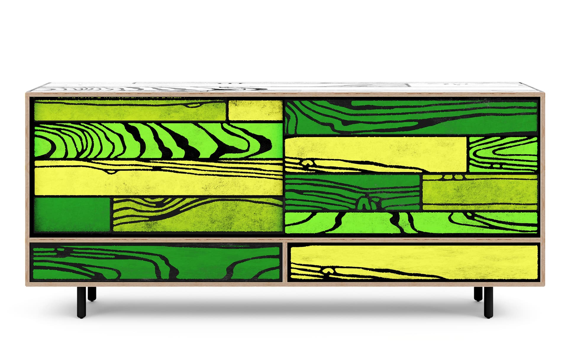 Wrongwoods Credenza / white with green