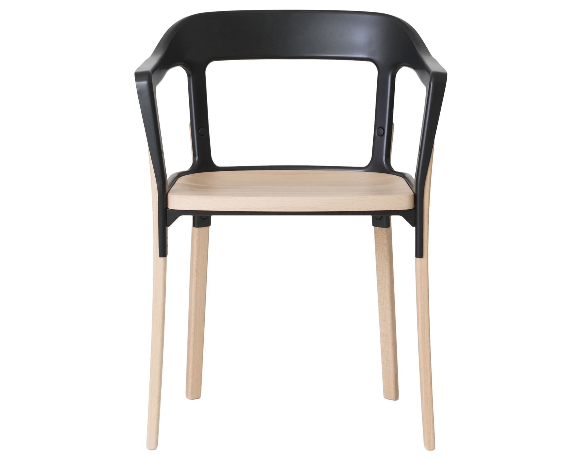 magis steelwood armchair / natural beech seat & legs - black back