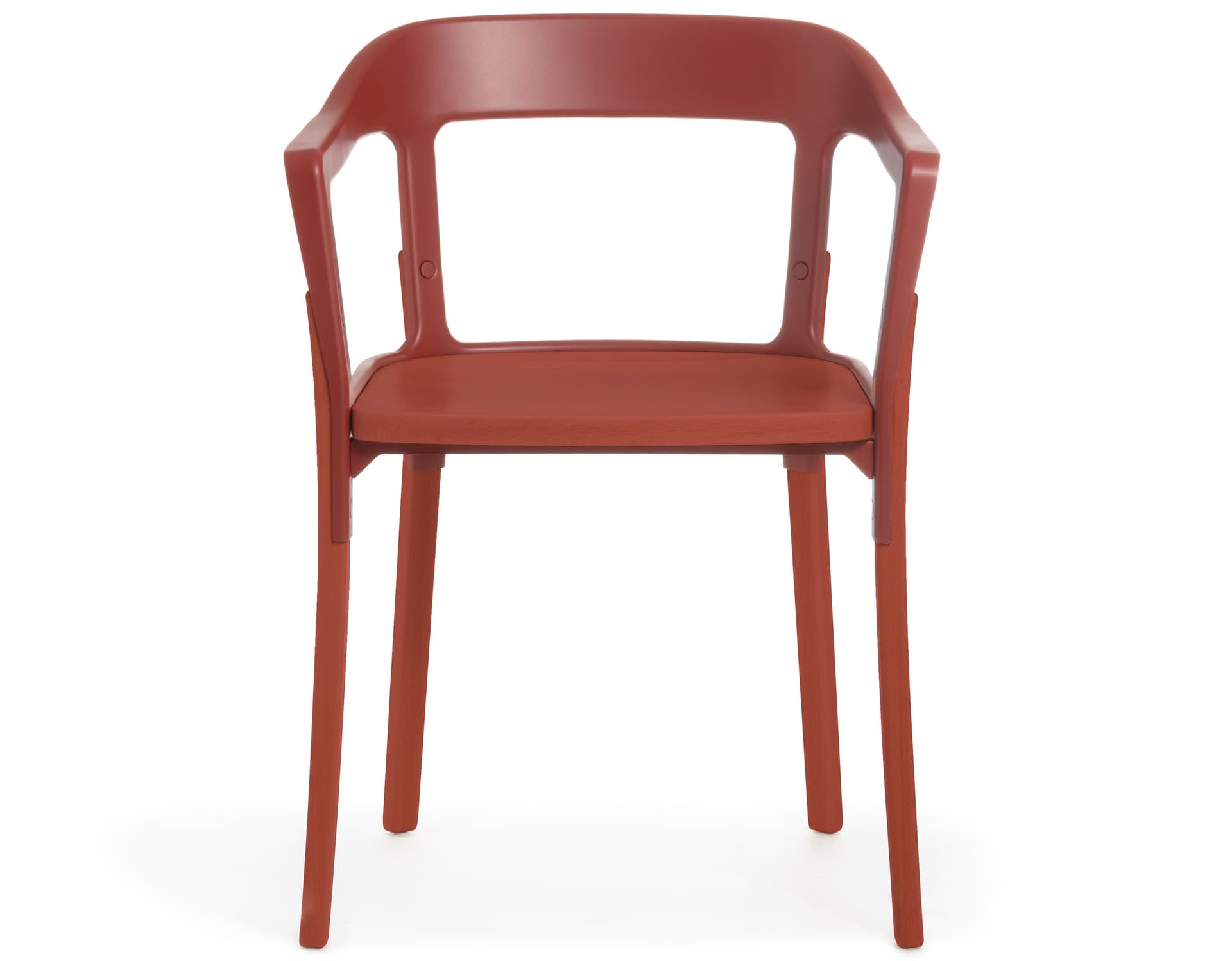 magis steelwood armchair / painted beech seat, legs & back - brick red