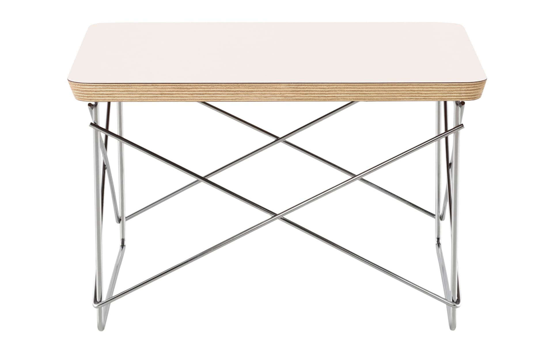 eames wire base low table / laminate top - white / trivalent chrome base