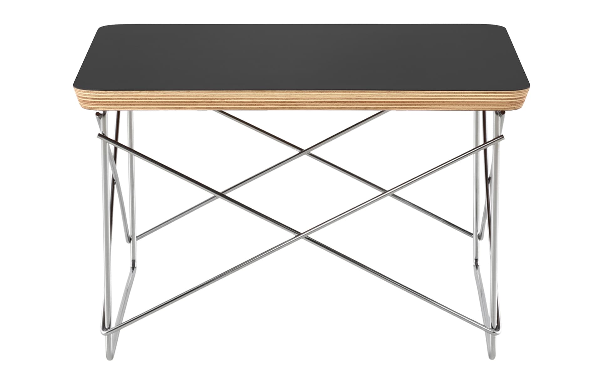 eames wire base low table / laminate top - black / trivalent chrome base