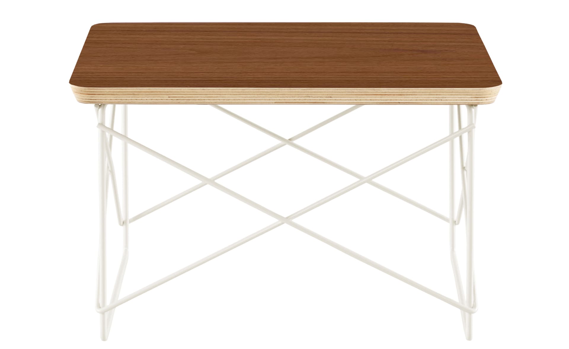 eames wire base low table / veneer top - walnut / white base