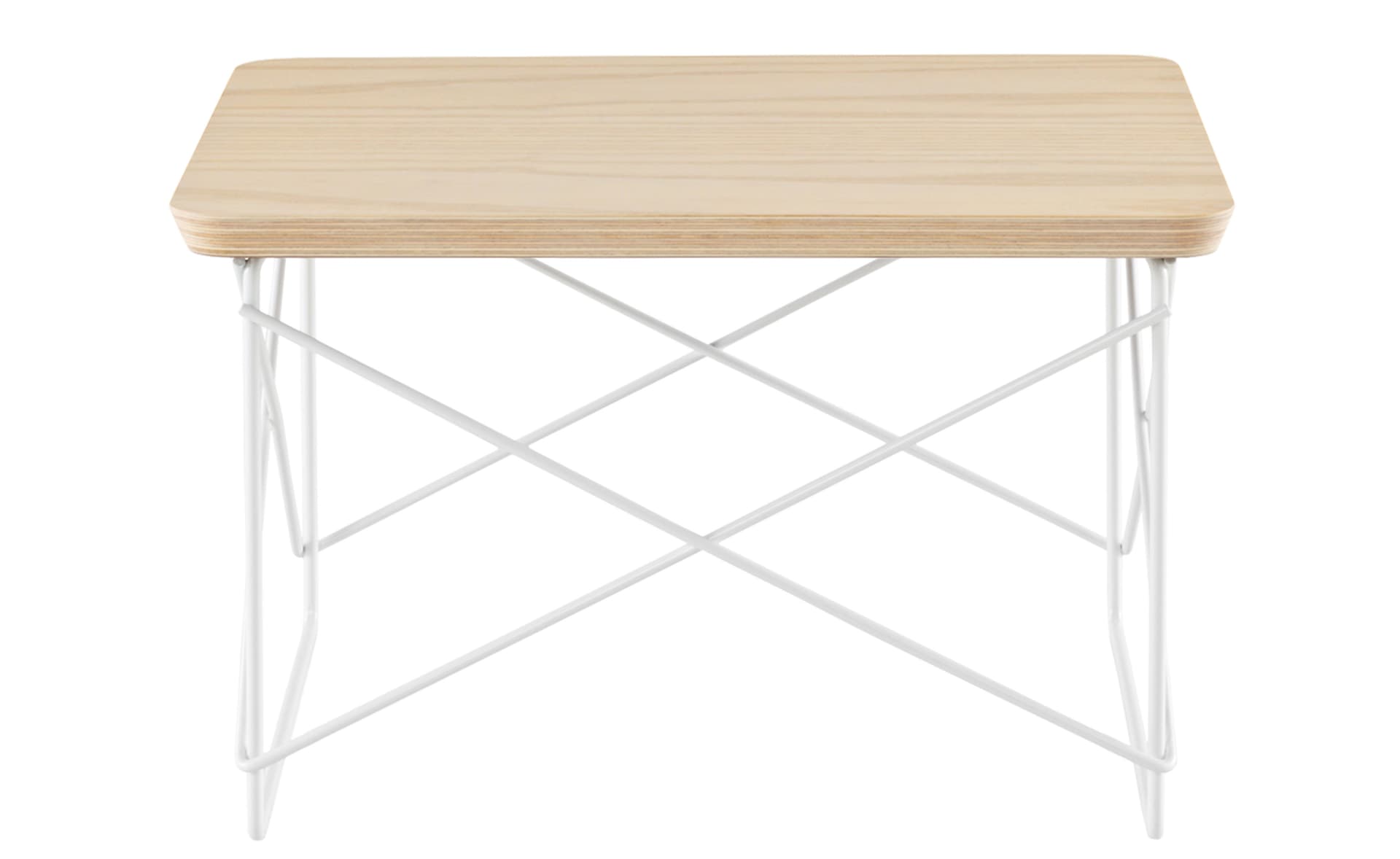 eames wire base low table / veneer top - ash / studio white base