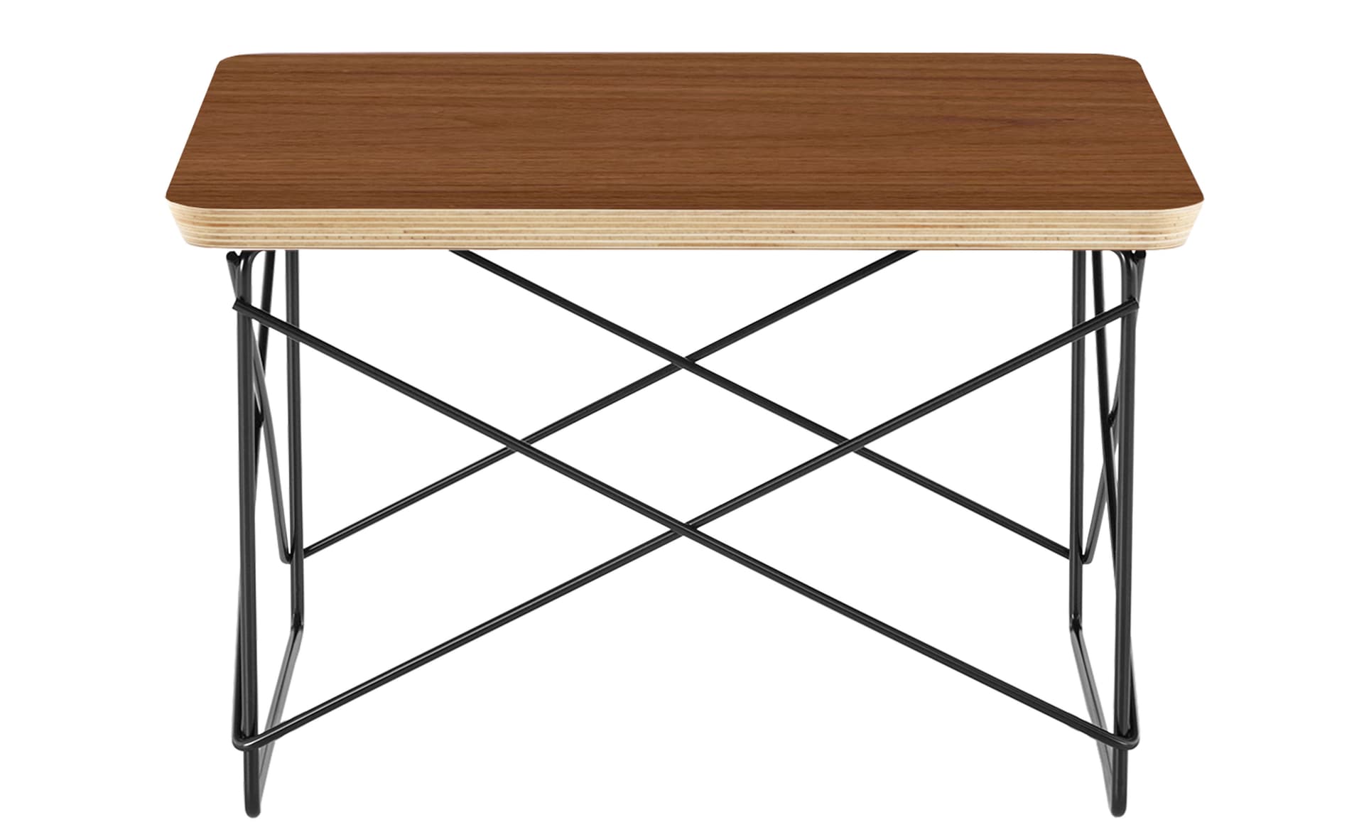 eames wire base low table / veneer top - walnut / black base