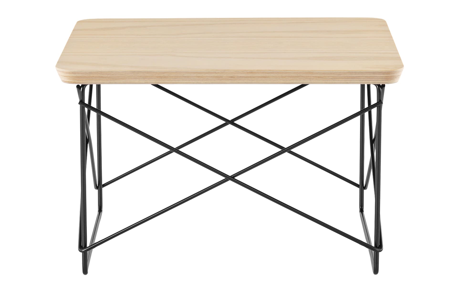 eames wire base low table / veneer top - ash / black base