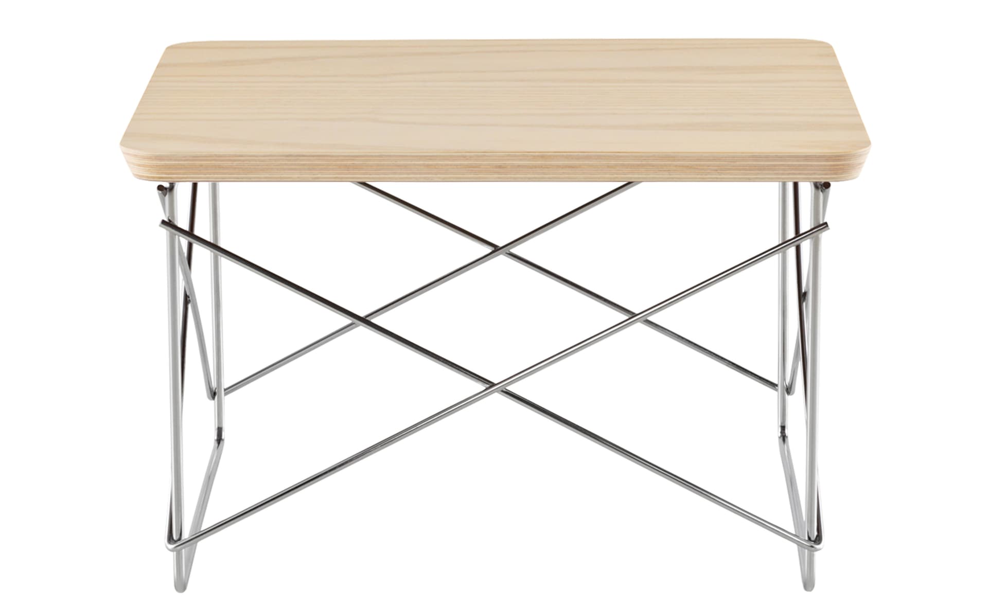 eames wire base low table / veneer top - ash / trivalent chrome base