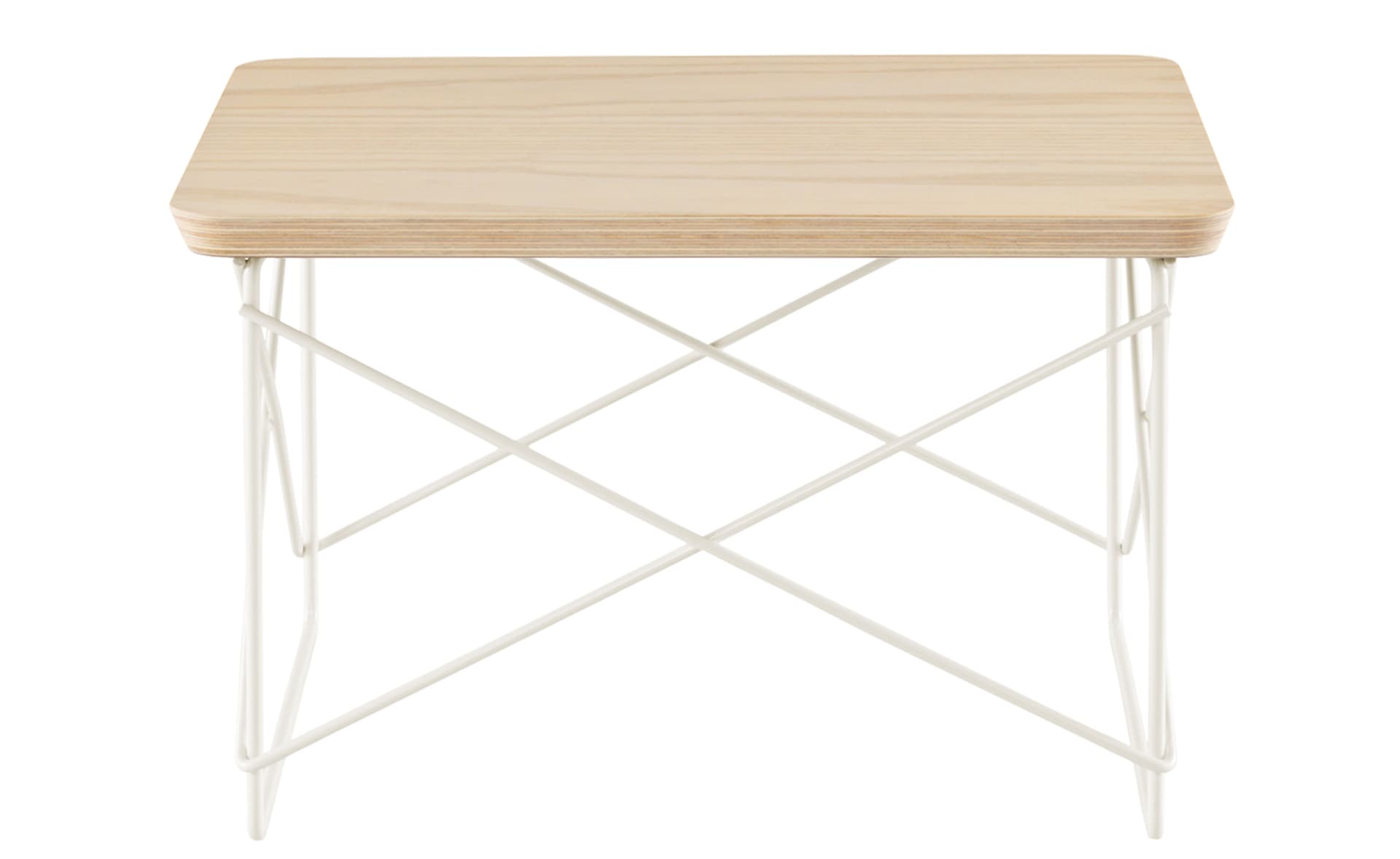 eames wire base low table / veneer top - ash / white base