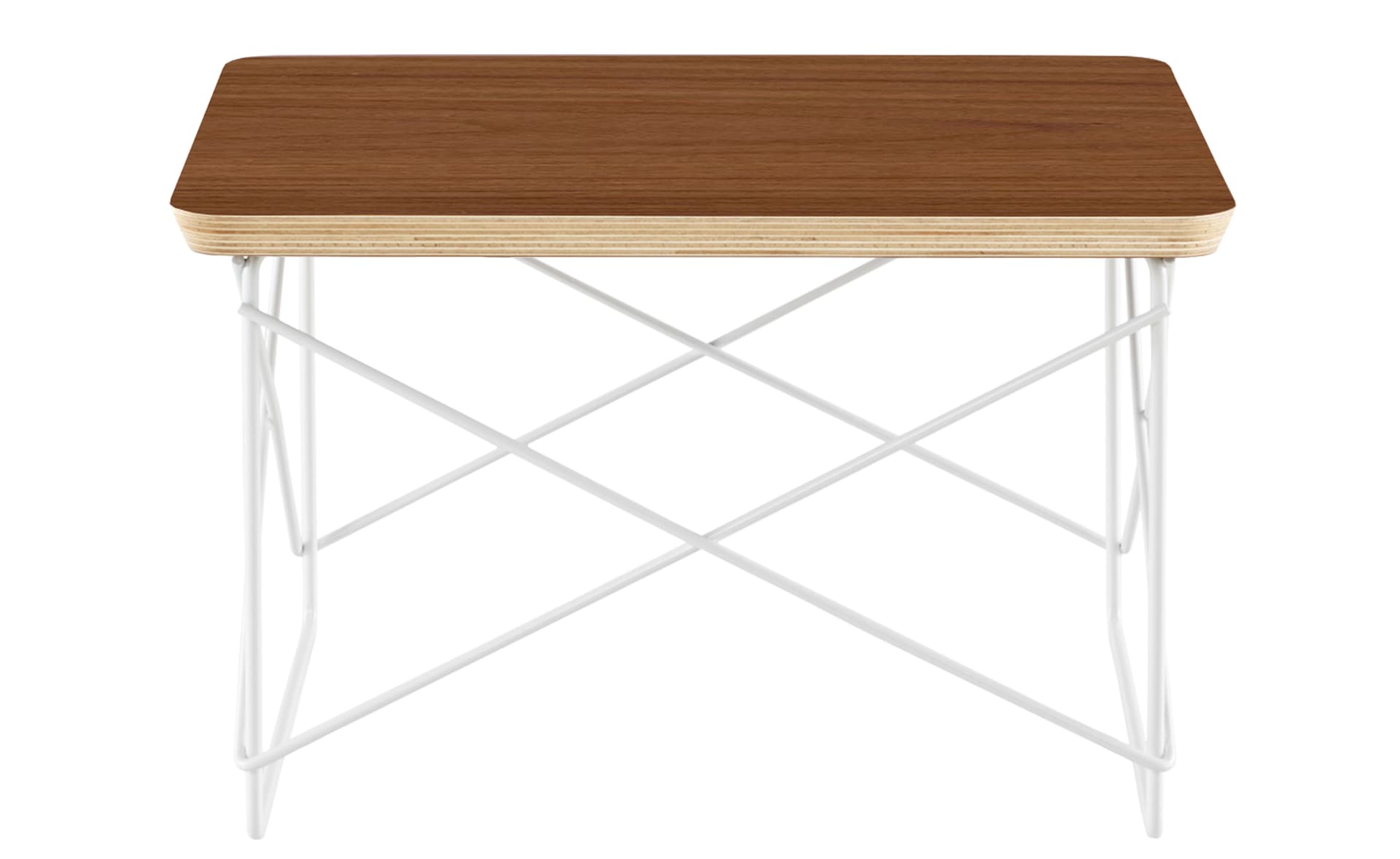 eames wire base low table / veneer top - walnut / studio white base