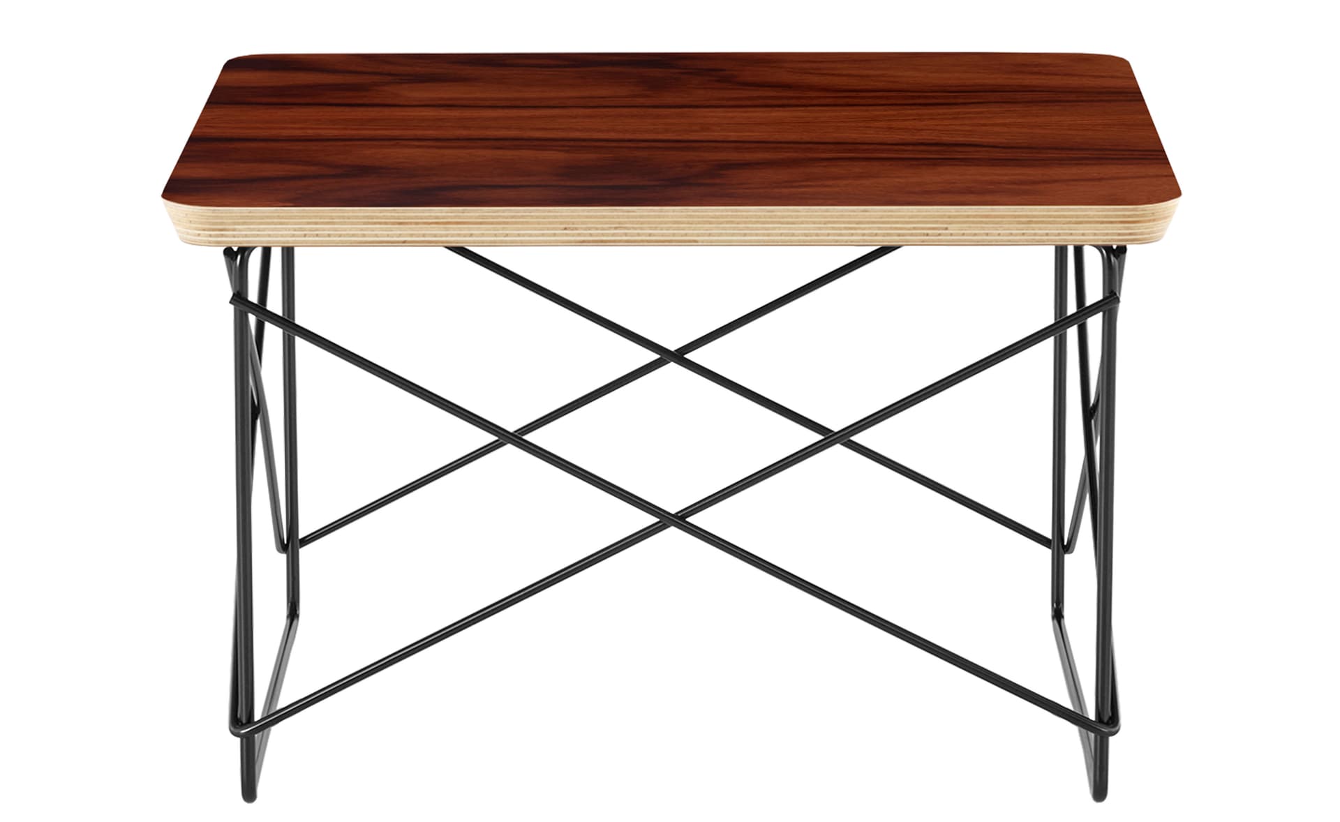 eames wire base low table / veneer top - santos palisander / black base