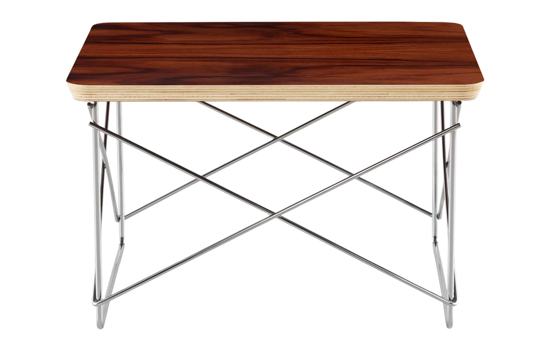 eames wire base low table / veneer top - santos palisander / trivalent chrome base