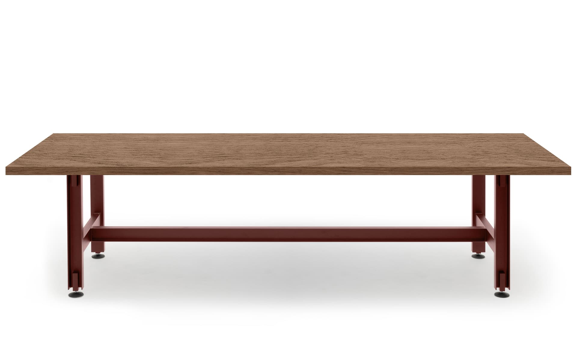 Beam Table / 118" length x 29.1" height - walnut veneer top / red oxide base