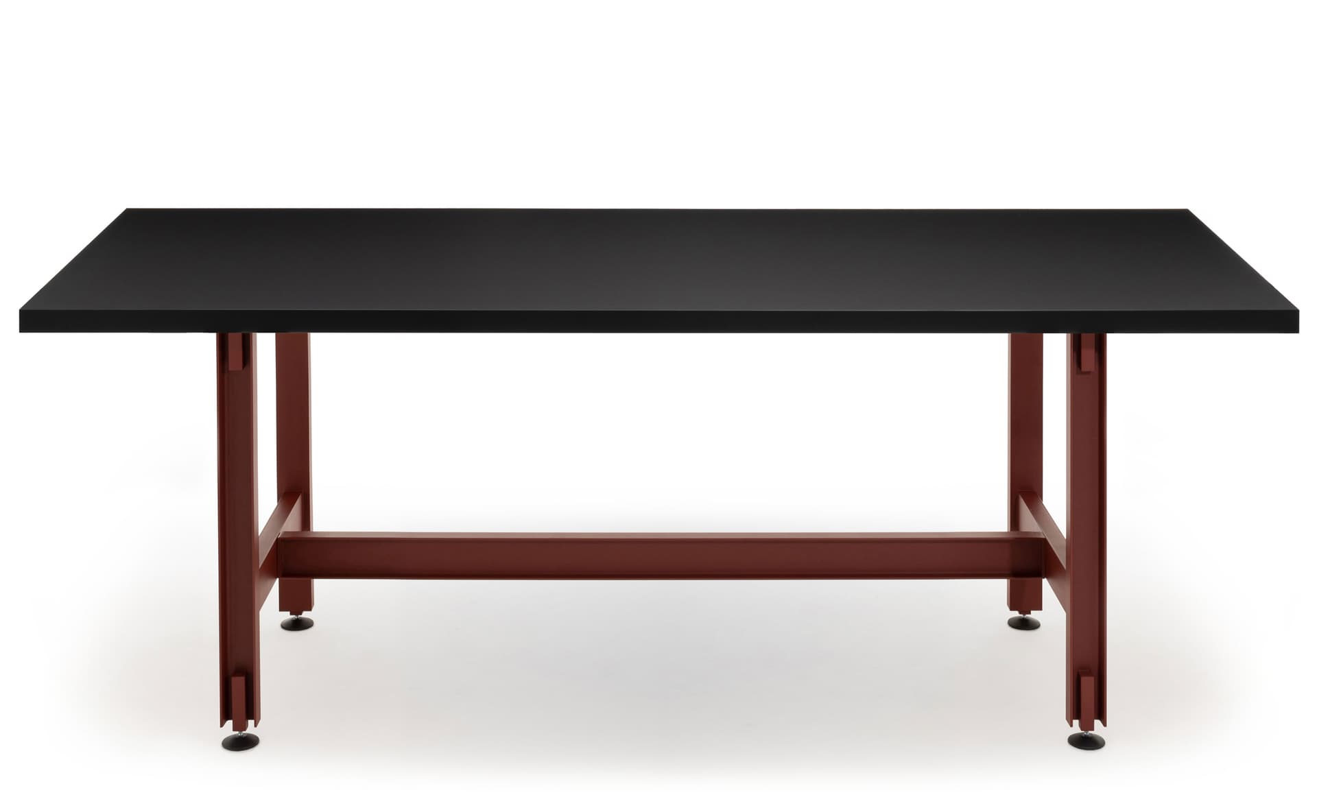 Beam Table / 78.75" length x 29.1" height - black Fenix laminate top / red oxide base