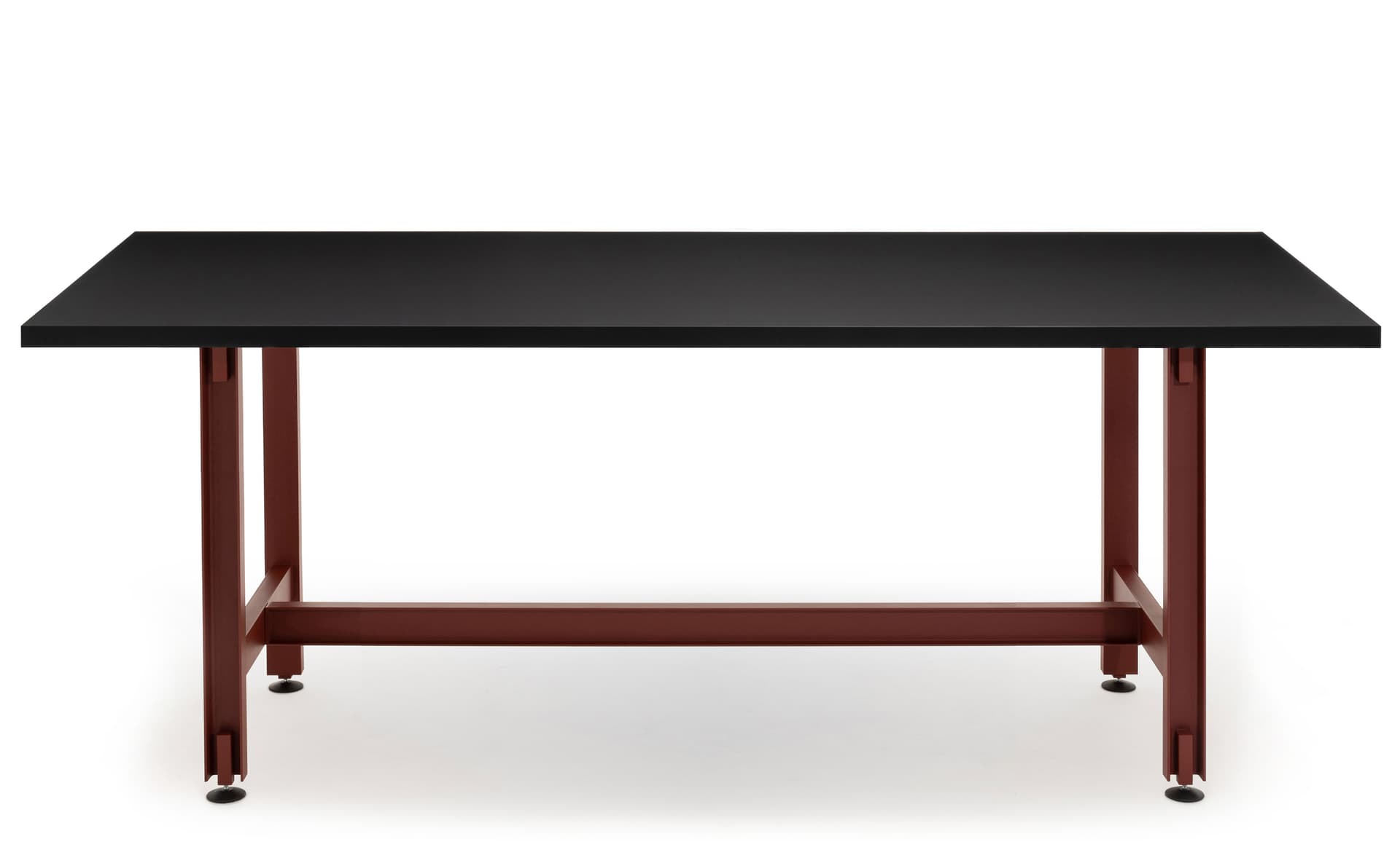 Beam Table / 94.5" length x 43.3" height - black Fenix laminate top / red oxide base