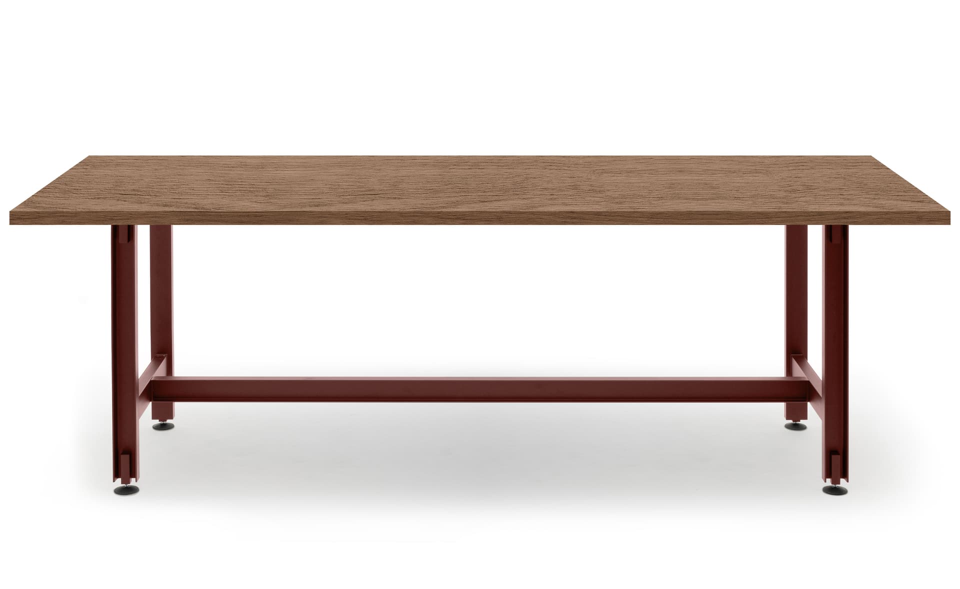Beam Table / 118" length x 43.3" height - walnut veneer top / red oxide base