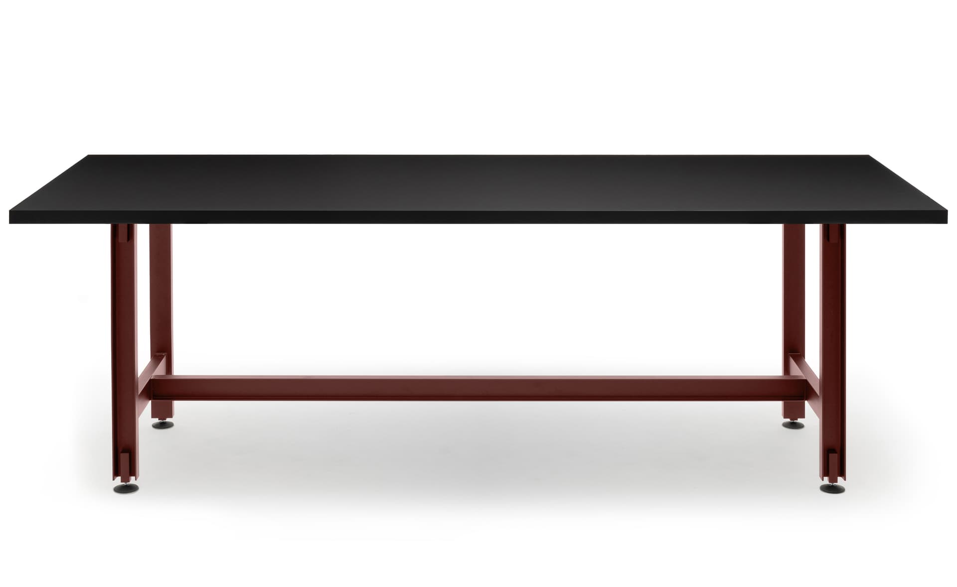 Beam Table / 118" length x 43.3" height - black Fenix laminate top / red oxide base