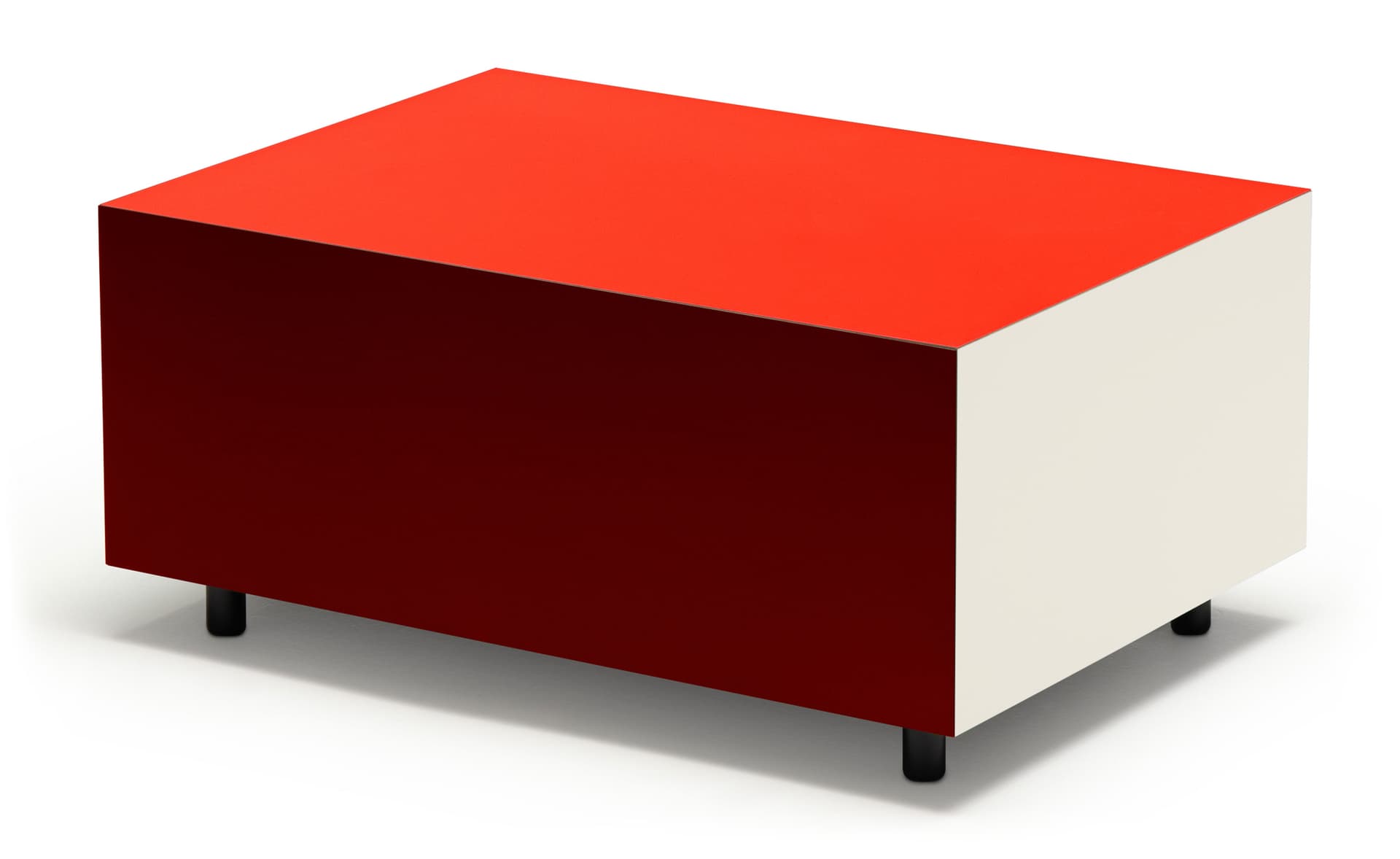 Bloc Storage Table / 25.2" x 17.7" with single drawer / no added casters / bright red / burgundy / clay