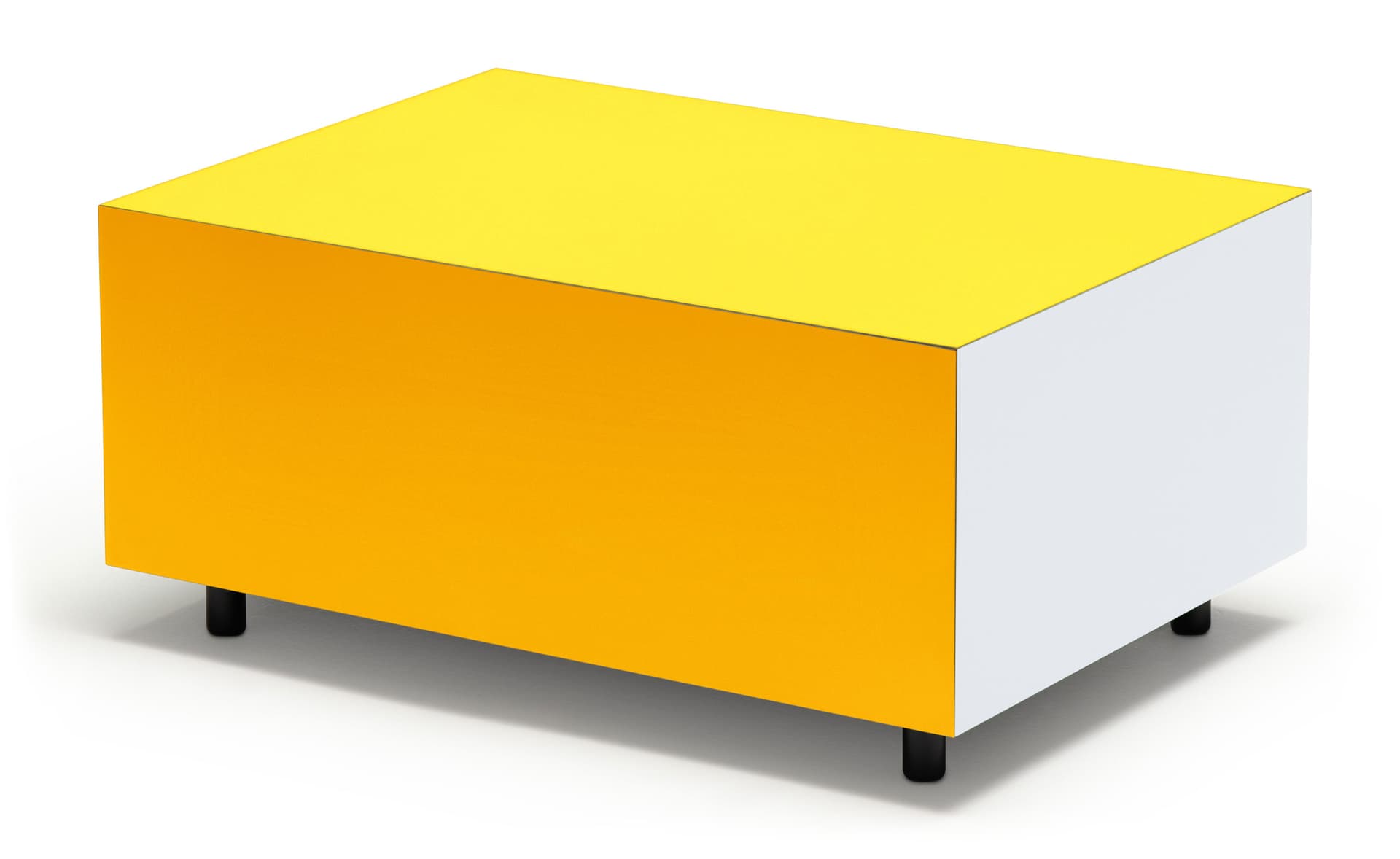 Bloc Storage Table / 25.2" x 17.7" with single drawer / no added casters / zinc yellow / signal yellow / pale grey