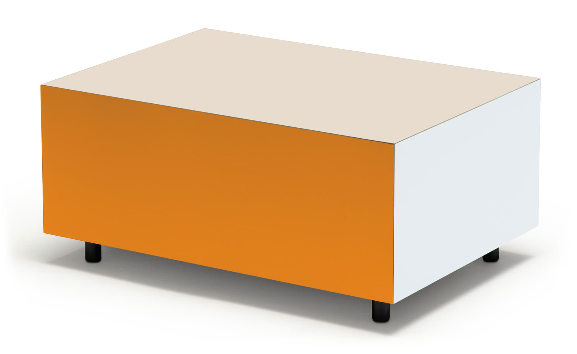Bloc Storage Table / 25.2" x 17.7" with single drawer / add set of 4 casters (2 lockable) / grey / burnt orange / pale grey