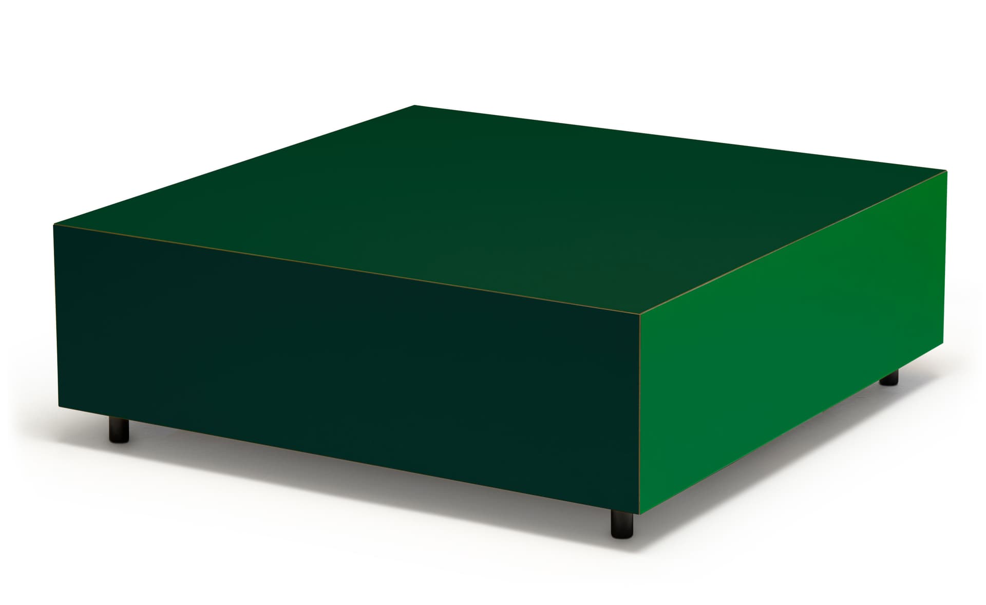 Bloc Storage Table / 33.5" x 33.5" with single drawer / add set of 4 casters (2 lockable) / bottle green / pine green / signal green