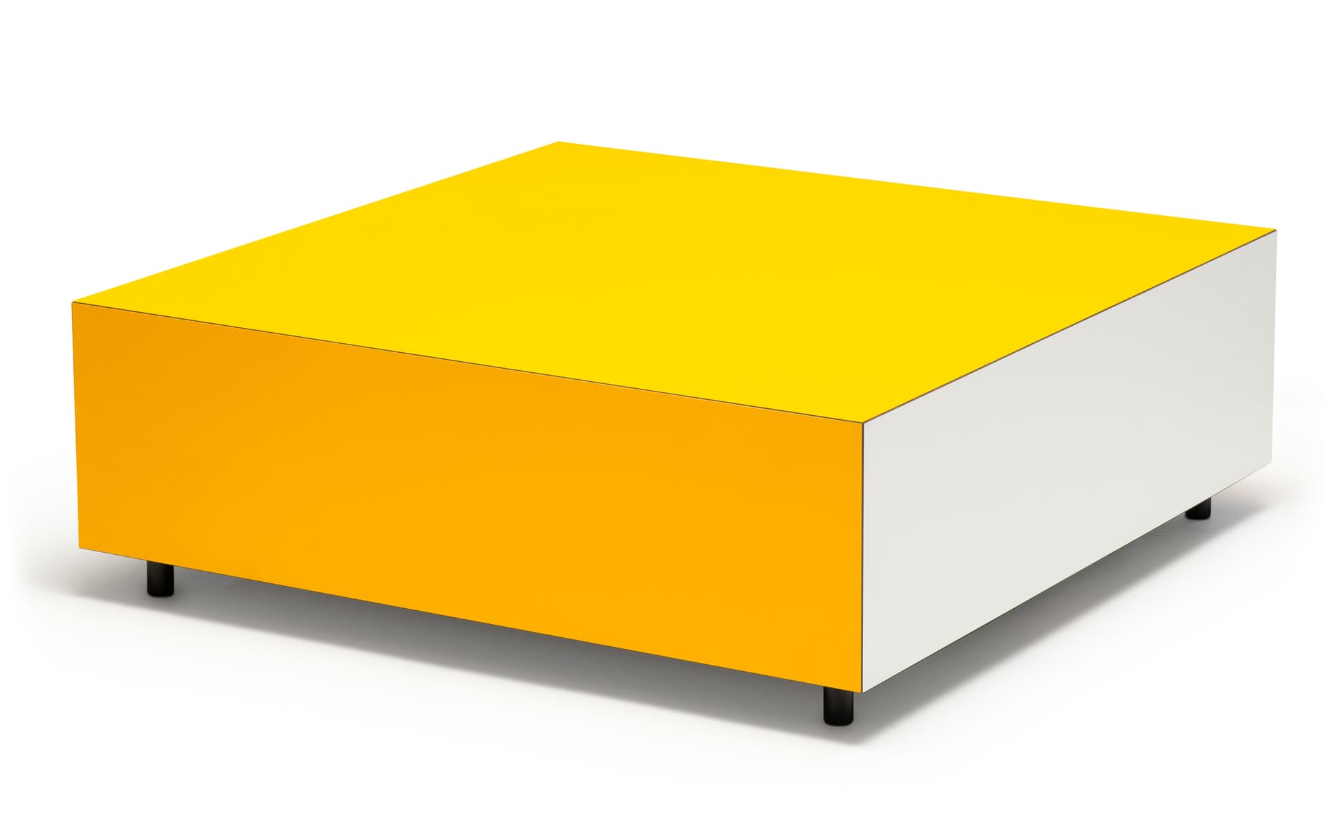 Bloc Storage Table / 33.5" x 33.5" with single drawer / add set of 4 casters (2 lockable) / zinc yellow / signal yellow / pale grey