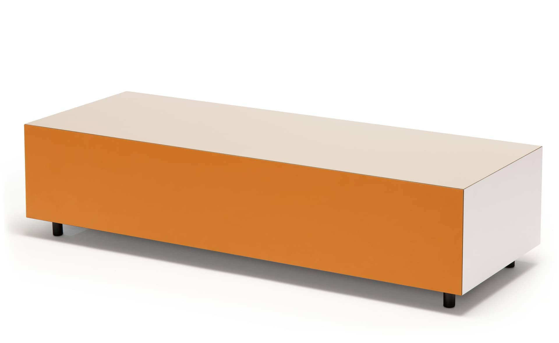 Bloc Storage Table / 47.2" x 17.7" with two drawers / no added casters / grey / burnt orange / pale grey