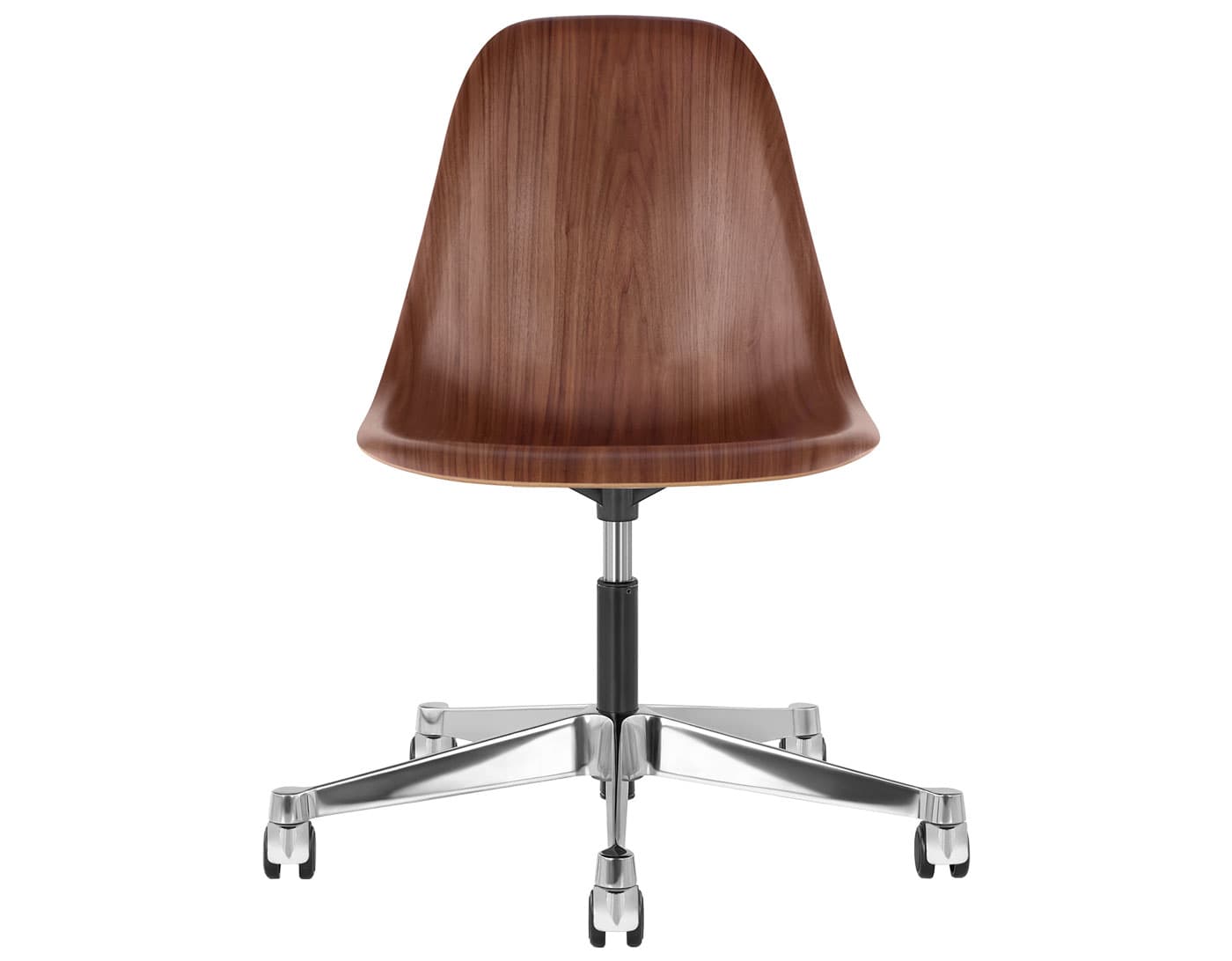 chrome - 2" soft double wheel casters - hard floor/carpet (MD) / walnut (OU) / no seat pad
