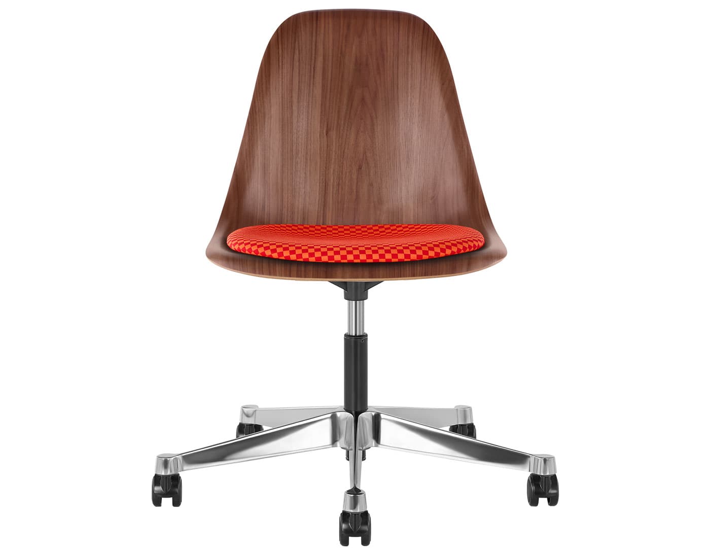 black - 2" hard double wheel casters - carpet (UD) / walnut (OU) / checker - crimson/orange (V1213)