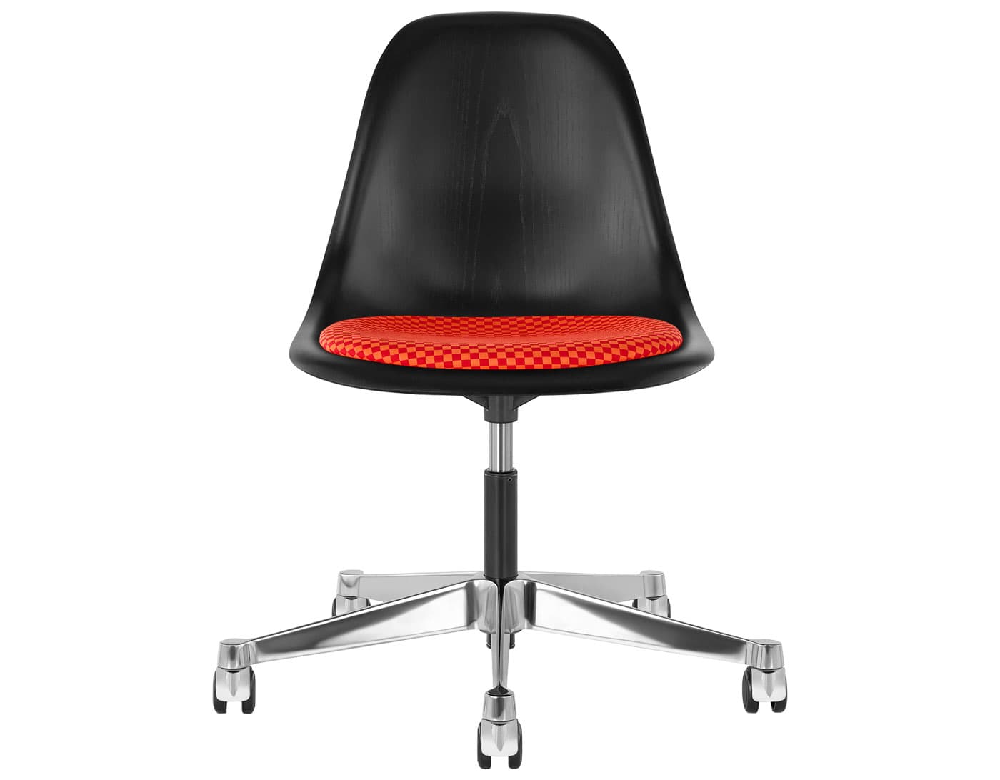 chrome - 2" hard double wheel casters - carpet (VD) / ebony (EN) / checker - crimson/orange (V1213)