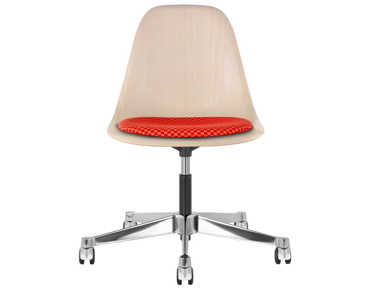 chrome - 2" soft double wheel casters - hard floor/carpet (MD) / white ash (A2) / checker - crimson/orange (V1213)