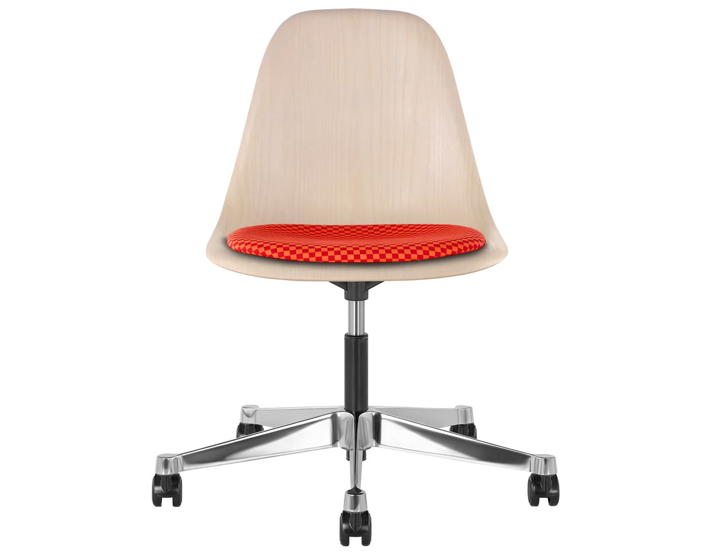 black - 2" soft double wheel casters - hard floor/carpet (BSC) / white ash (A2) / checker - crimson/orange (V1213)