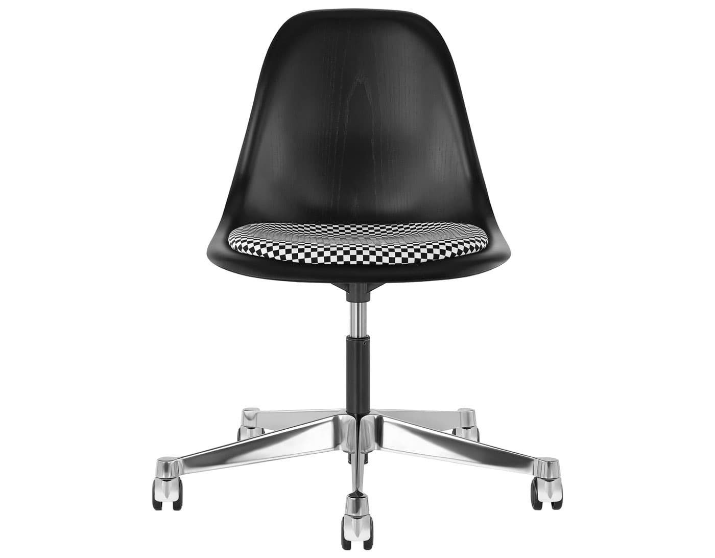 chrome - 2" soft double wheel casters - hard floor/carpet (MD) / ebony (EN) / checker - black/white (V1207)