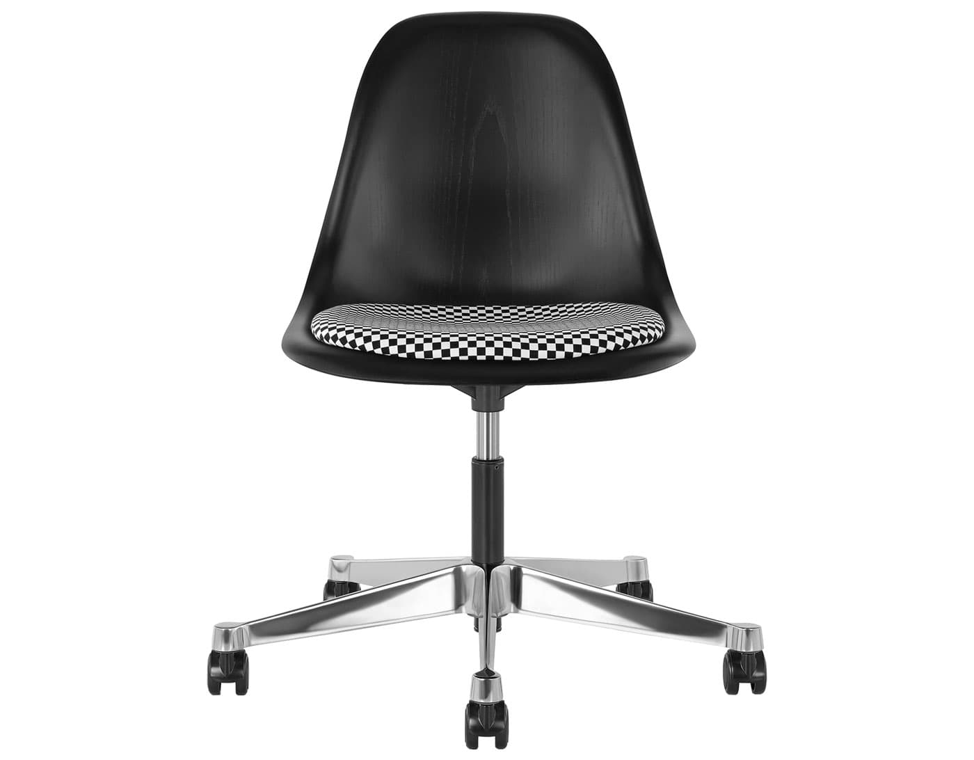 black - 2" soft double wheel casters - hard floor/carpet (BSC) / ebony (EN) / checker - black/white (V1207)