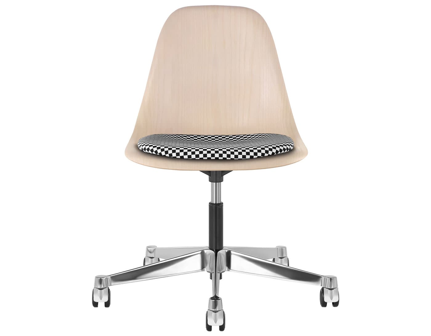 chrome - 2" soft double wheel casters - hard floor/carpet (MD) / white ash (A2) / checker - black/white (V1207)
