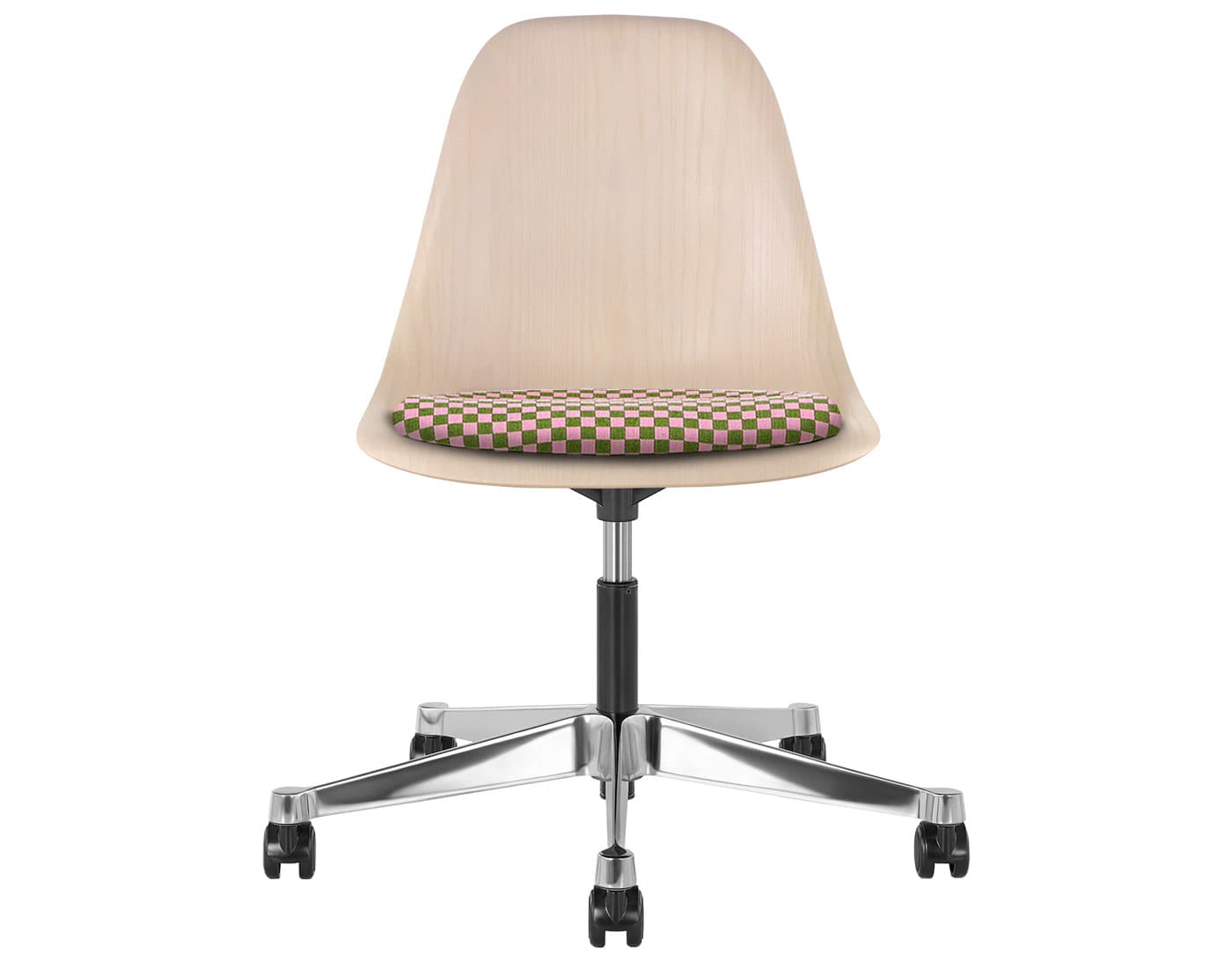 black - 2" hard double wheel casters - carpet (UD) / white ash (A2) / checker - olive/pink (V1211)