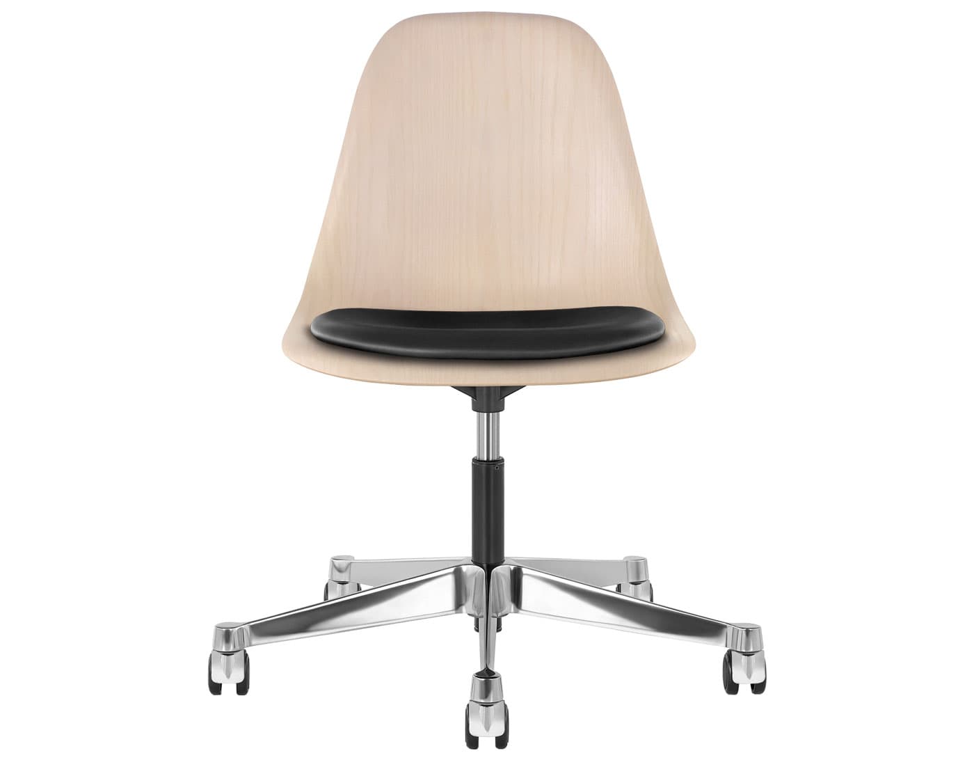 chrome - 2" hard double wheel casters - carpet (VD) / white ash (A2) / leather - black 2109