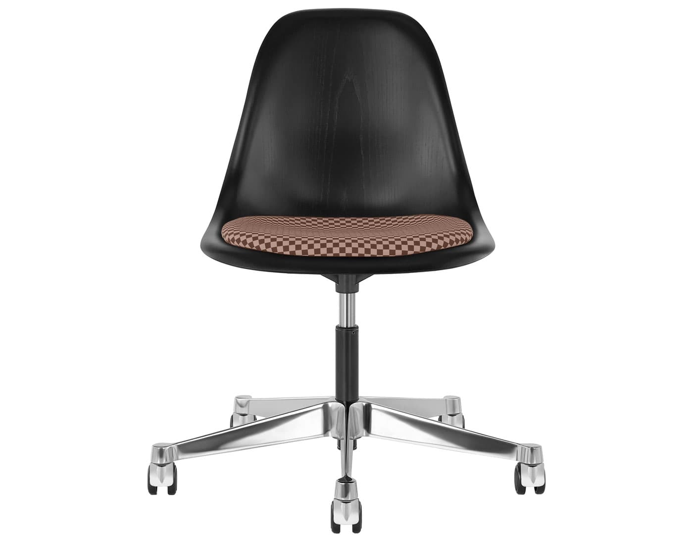 chrome - 2" hard double wheel casters - carpet (VD) / ebony (EN) / checker - siena dark/khaki (V1206)